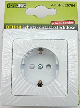DELPHI Schutzkontakt-Steckdose, UP, weiß / 250V~/ 16A, inkl. Rahmen, Steckanschluss