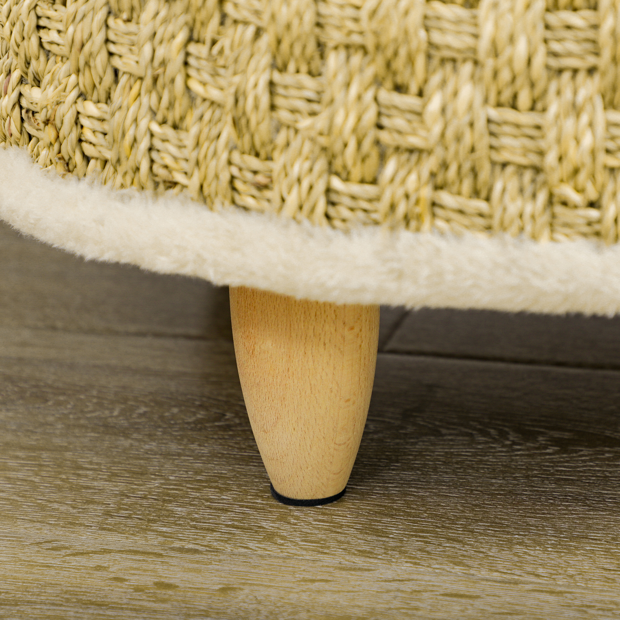 Haustierbett für Katzen und Hunde, Seegras, waschbares Kissen, 48 cm x 48 cm x 24,5 cm, Beige + Khaki - Natur