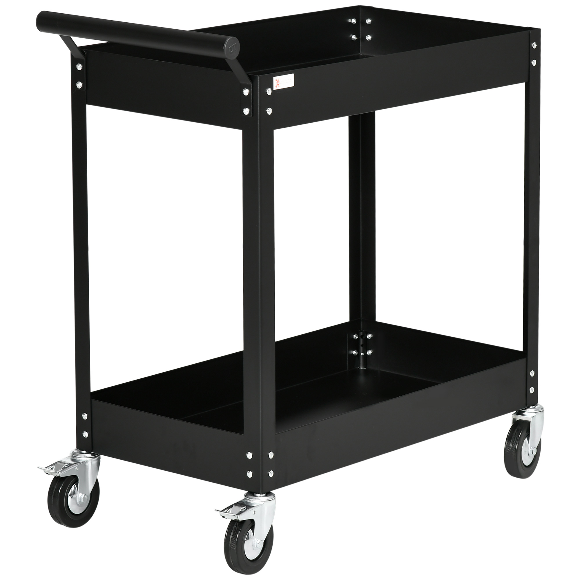 Werkstattwagen, 2 Etagen, Schubkarre, 4 Rollen, Stahl, bis 150 kg, 84,5 x 38 x 84 cm, Schwarz Werkstattwagen, 2 Etagen, Schubkarre, 4 Rollen, Stahl, bis 150 kg, 84,5 x 38 x 84 cm, Schwarz