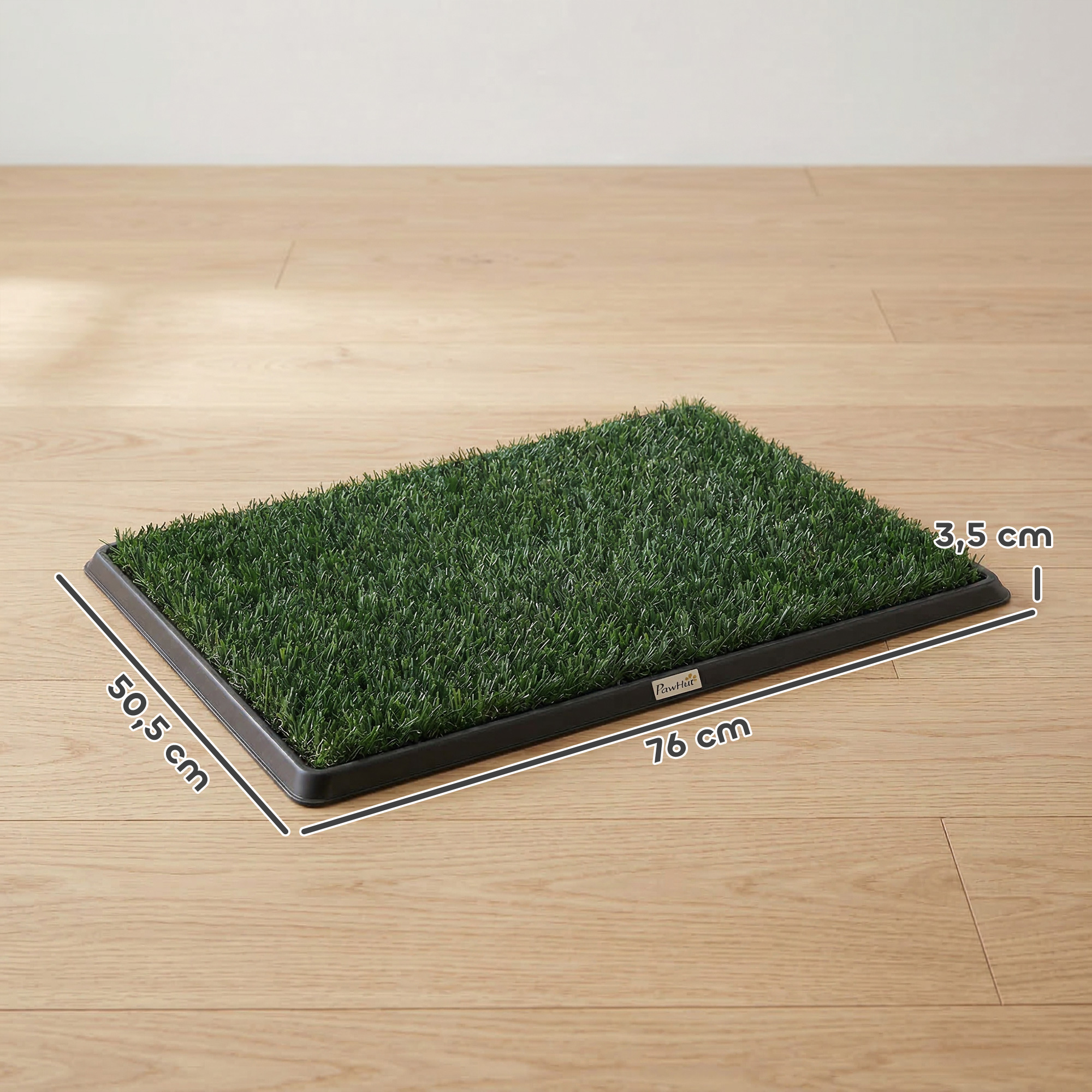 Hundetoilette 76 x 50,5 cm Hundeklo mit 1 Kunstrasen waschbar Welpentoilette für Hunde für Balkon Zuhause Schwarz+Grün