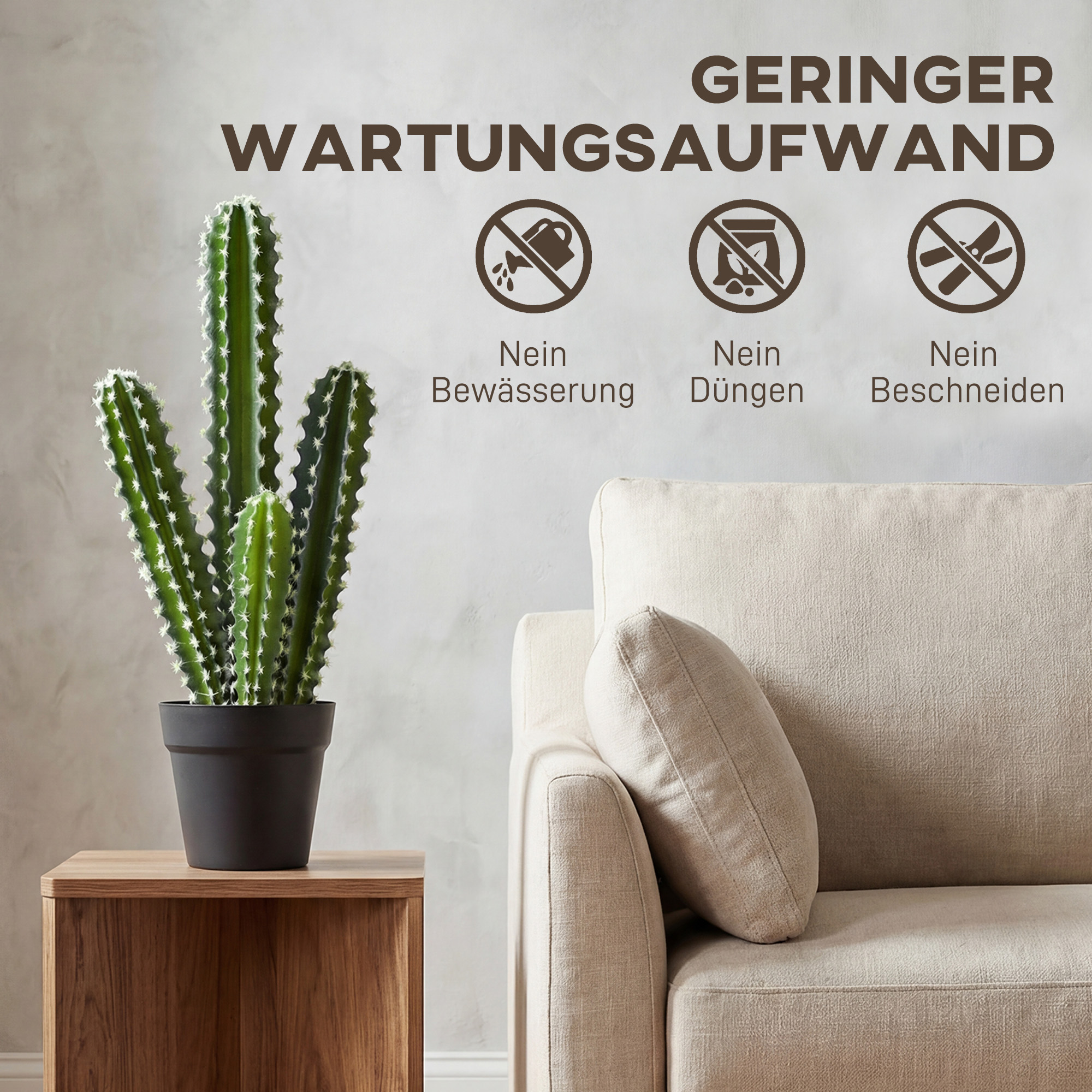 Kunstpflanze Kaktus Pflanzen 53 cm künstliche Pflanzen im Topf für Zuhause, Büro