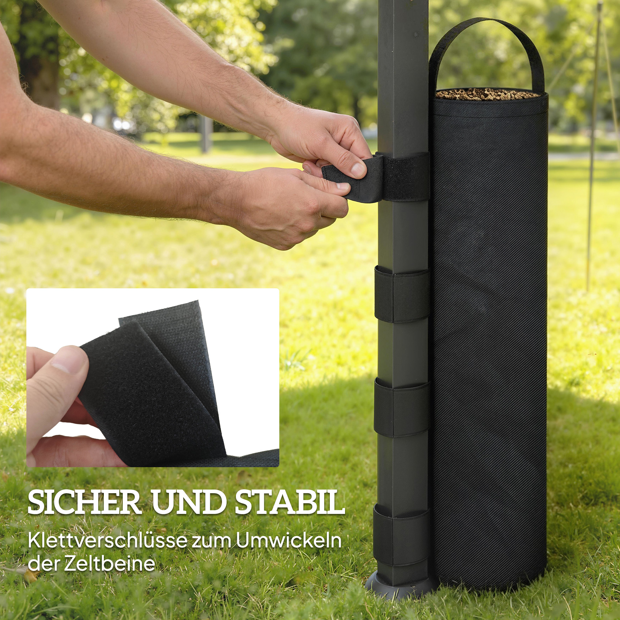 8er-Set Sandsäcke für Pavillonfüße, 40 kg strapazierfähige Sandsäcke aus 600D Oxford-Gewebe, ohne Sand, Schwarz
