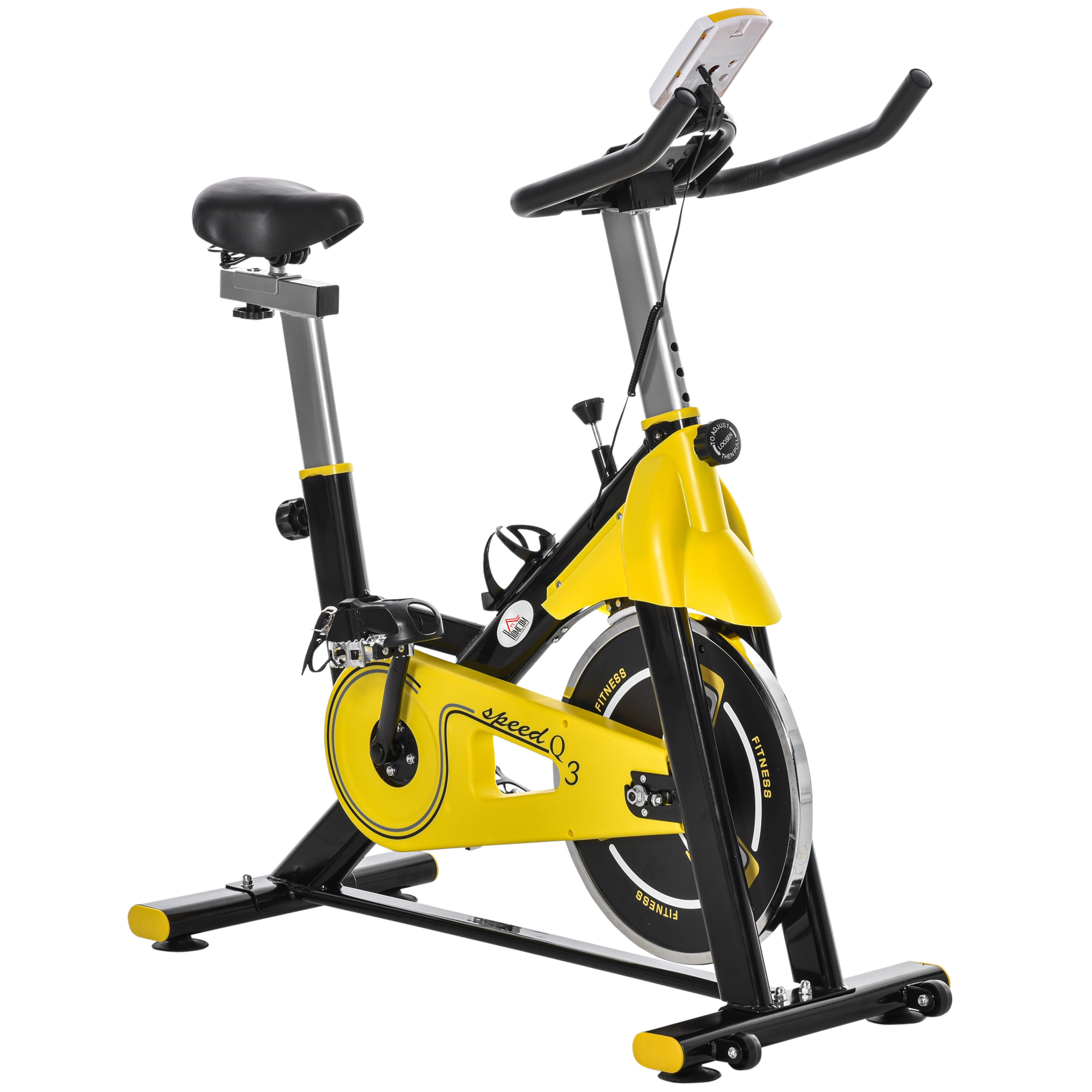 Fahrradtrainer höhenverstellbarer Heimtrainer Fitnessfahrrad Rollentrainer mit Riemenantrieb LCD-Display Stahl ABS Gelb+Schwarz 45,5 x 100 x 101-113 cm Fahrradtrainer höhenverstellbarer Heimtrainer Fitnessfahrrad Rollentrainer mit Riemenantrieb LCD-Display Stahl ABS Gelb+Schwarz 45,5 x 100 x 101-113 cm