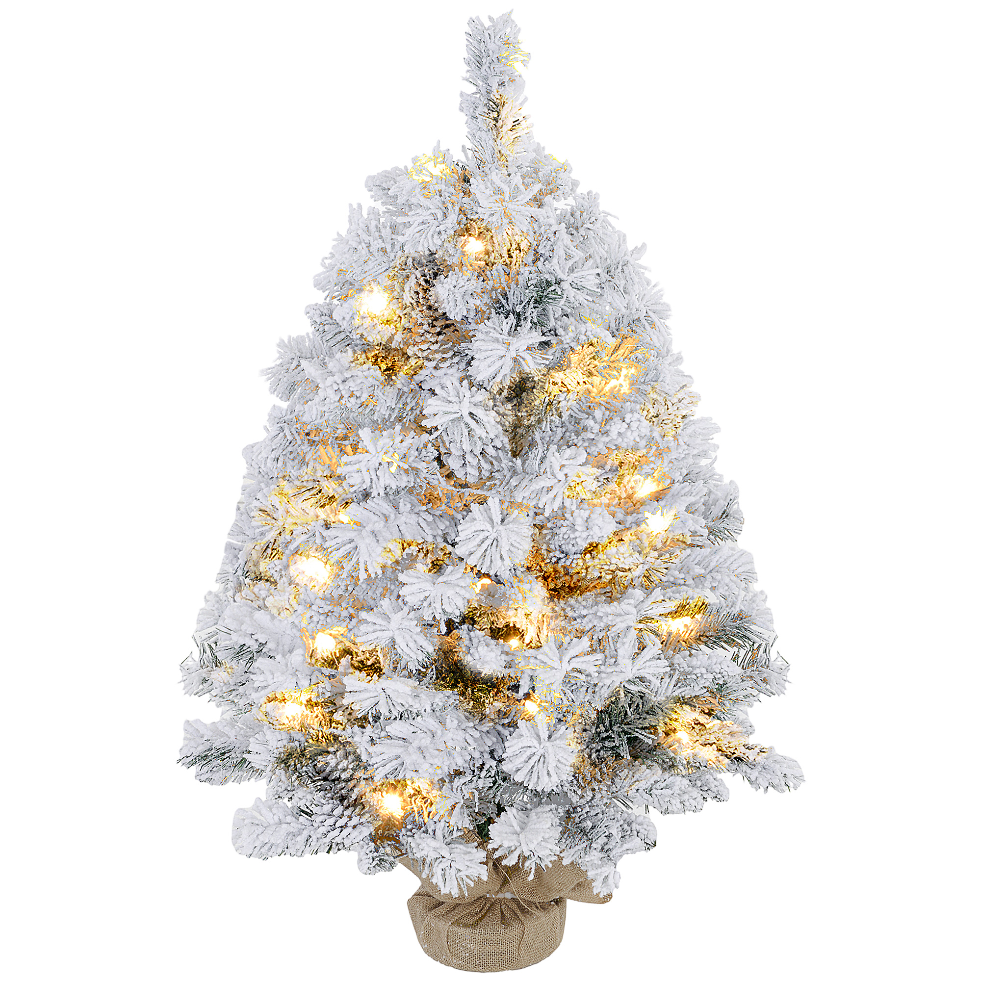 Weihnachtsbaum 92 cm, LED-Lichter, Schneezweige, Tannenzapfen, flammenhemmend, Betonfuß Weihnachtsbaum 92 cm, LED-Lichter, Schneezweige, Tannenzapfen, flammenhemmend, Betonfuß