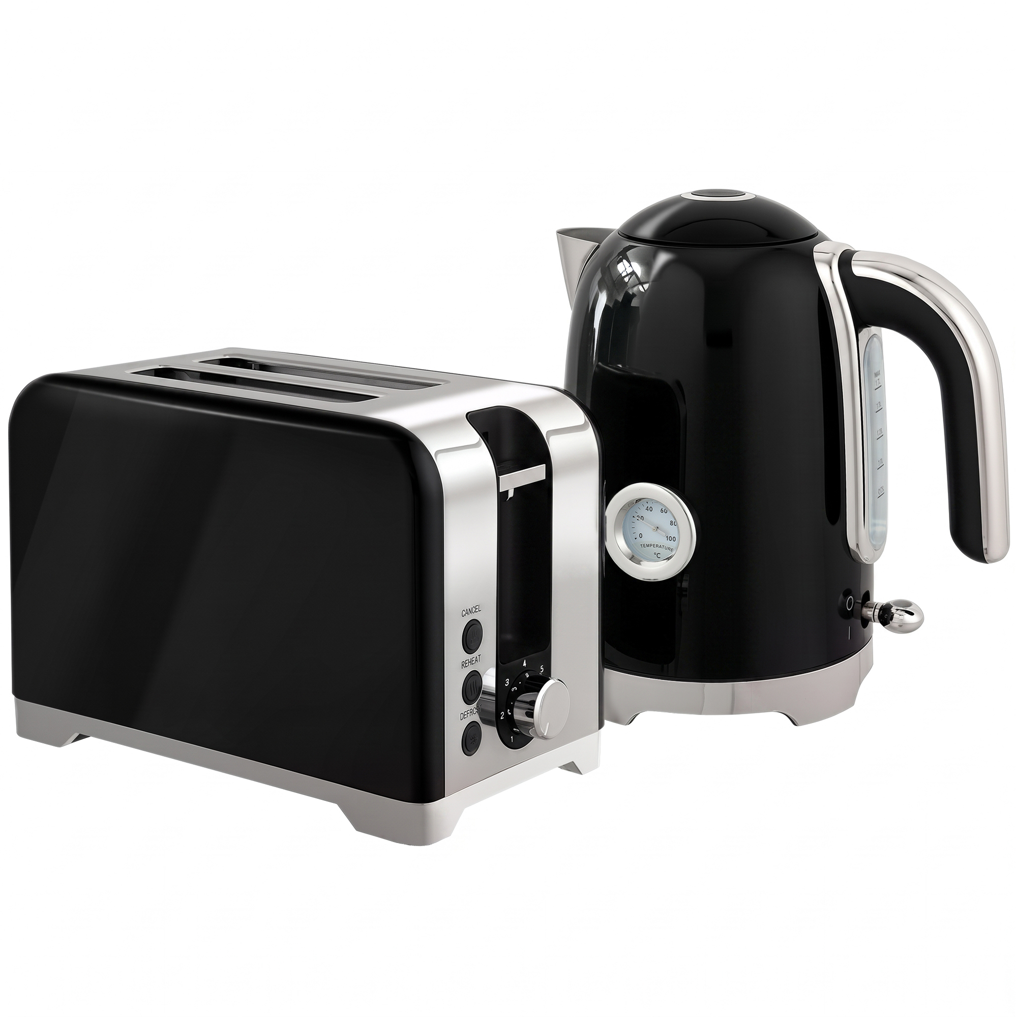 Wasserkocher und Toaster Set mit Thermometer, 1,7 l, 2200 W Wasserkocher, 2-Scheiben-Toaster mit 7 Bräunungsstufen