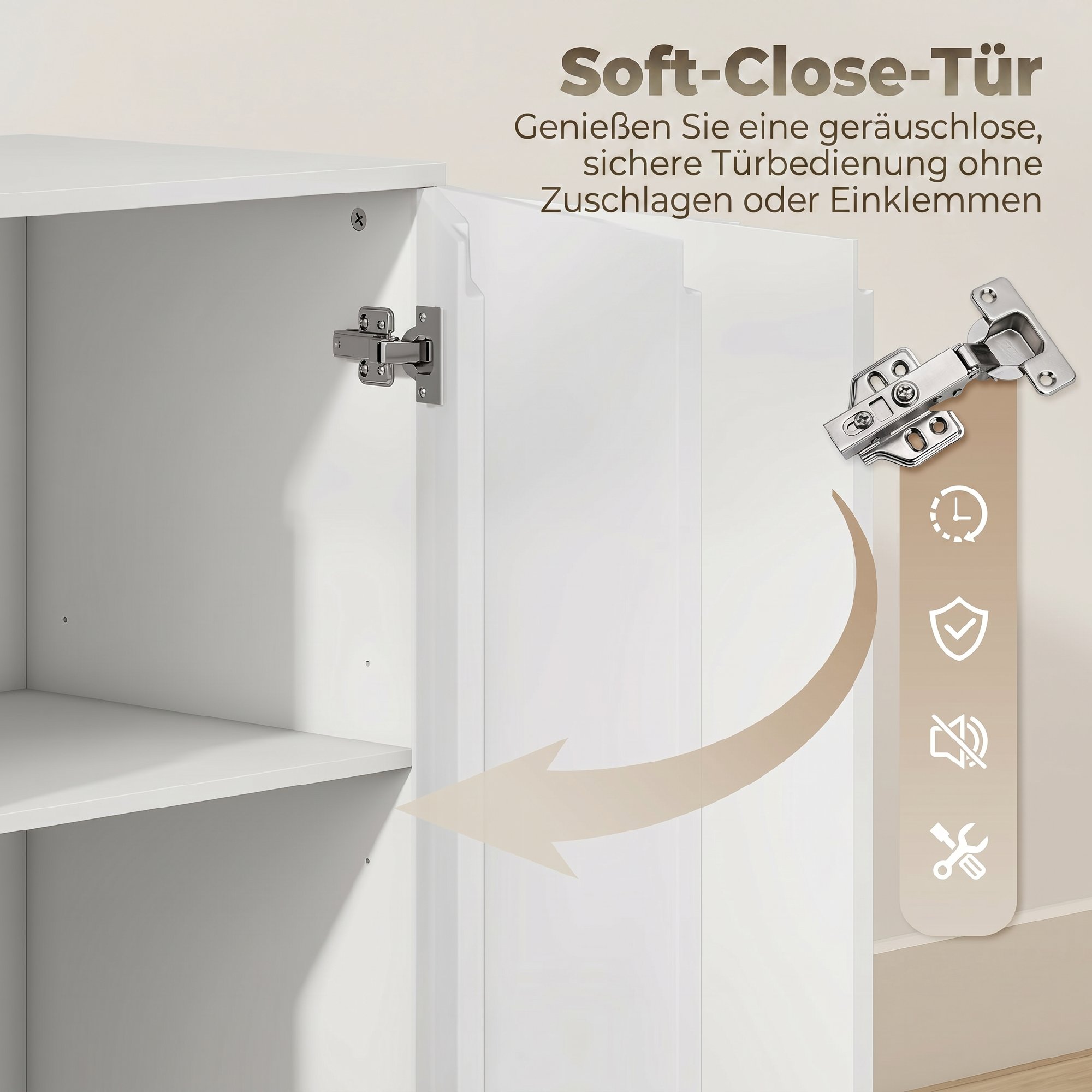 Kommode mit 4 Schubladen Sideboard mit 1 Tür, Verstellbarem Einlegeboden, für Wohnzimmer, Schlafzimmer 100 x 40 x 80 cm