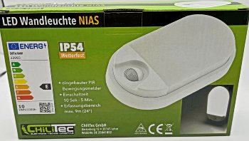 LED Wandleuchte "NIAS" IP54, 4000K, 10W, 1010lm, 140° Bewegungsmelder