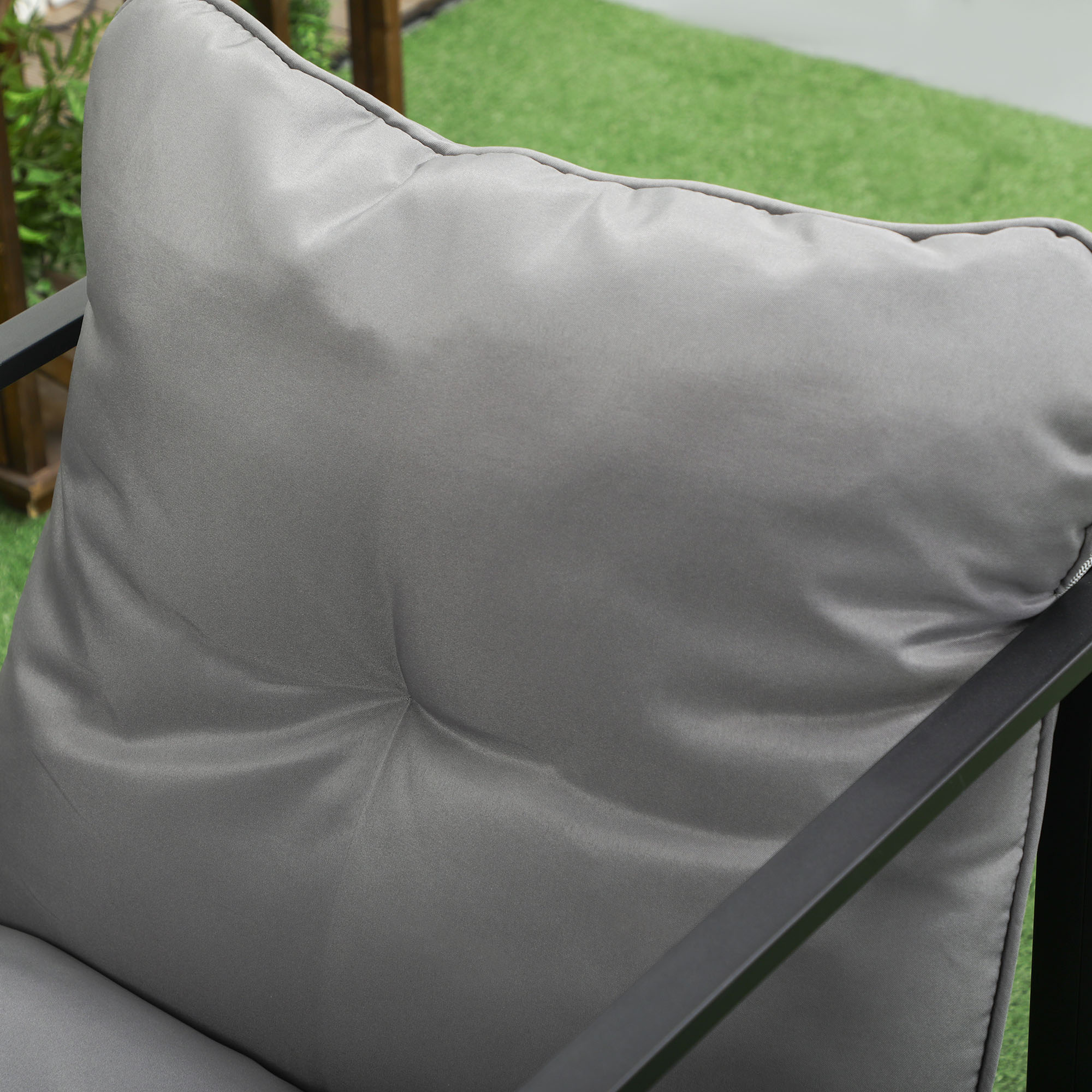 Gartenmöbel-Set, 1 Glastisch, 2 Sessel. 1 Sofa, wetterbeständig,114 cm x 70 cm x 67 cm, Grau+Schwarz
