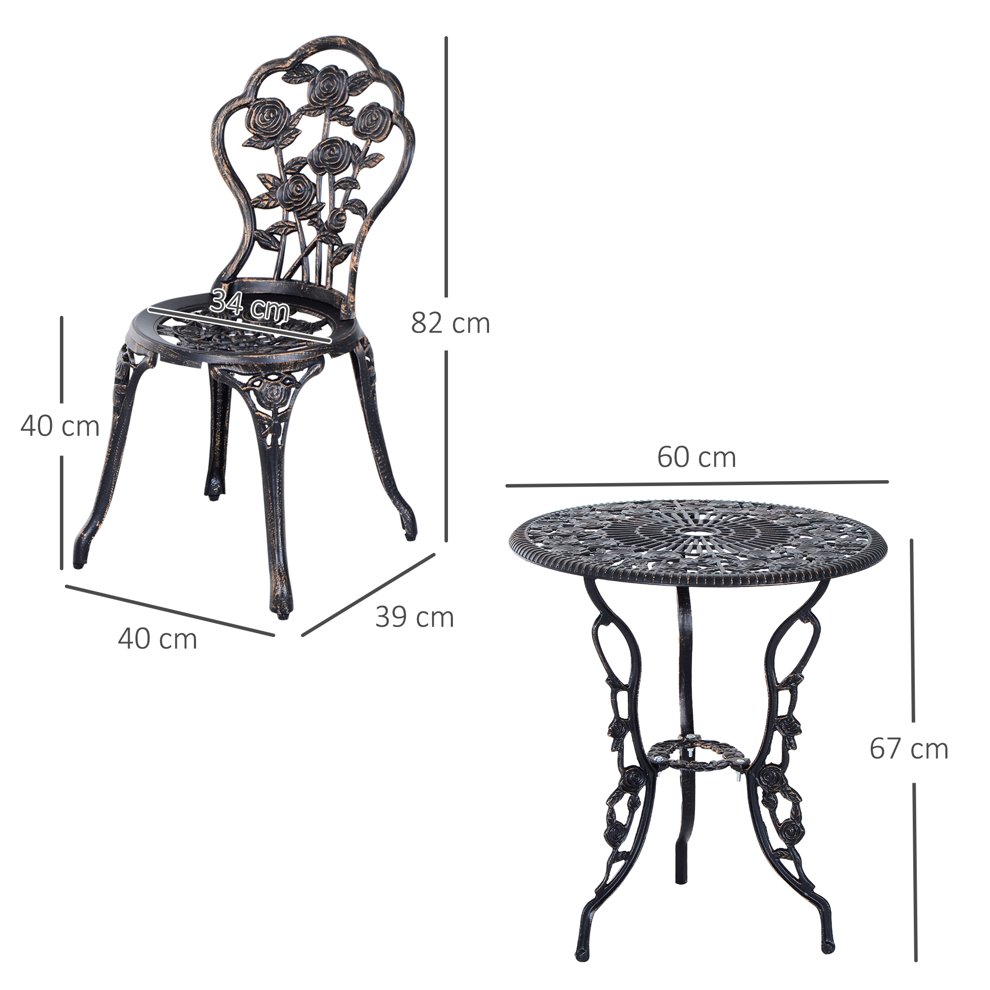 Gartenmöbel für 2 Personen Gartenset Sitzgruppe Balkonset Balkonmöbel Set Garnitur Tisch Stuhl Bronze
