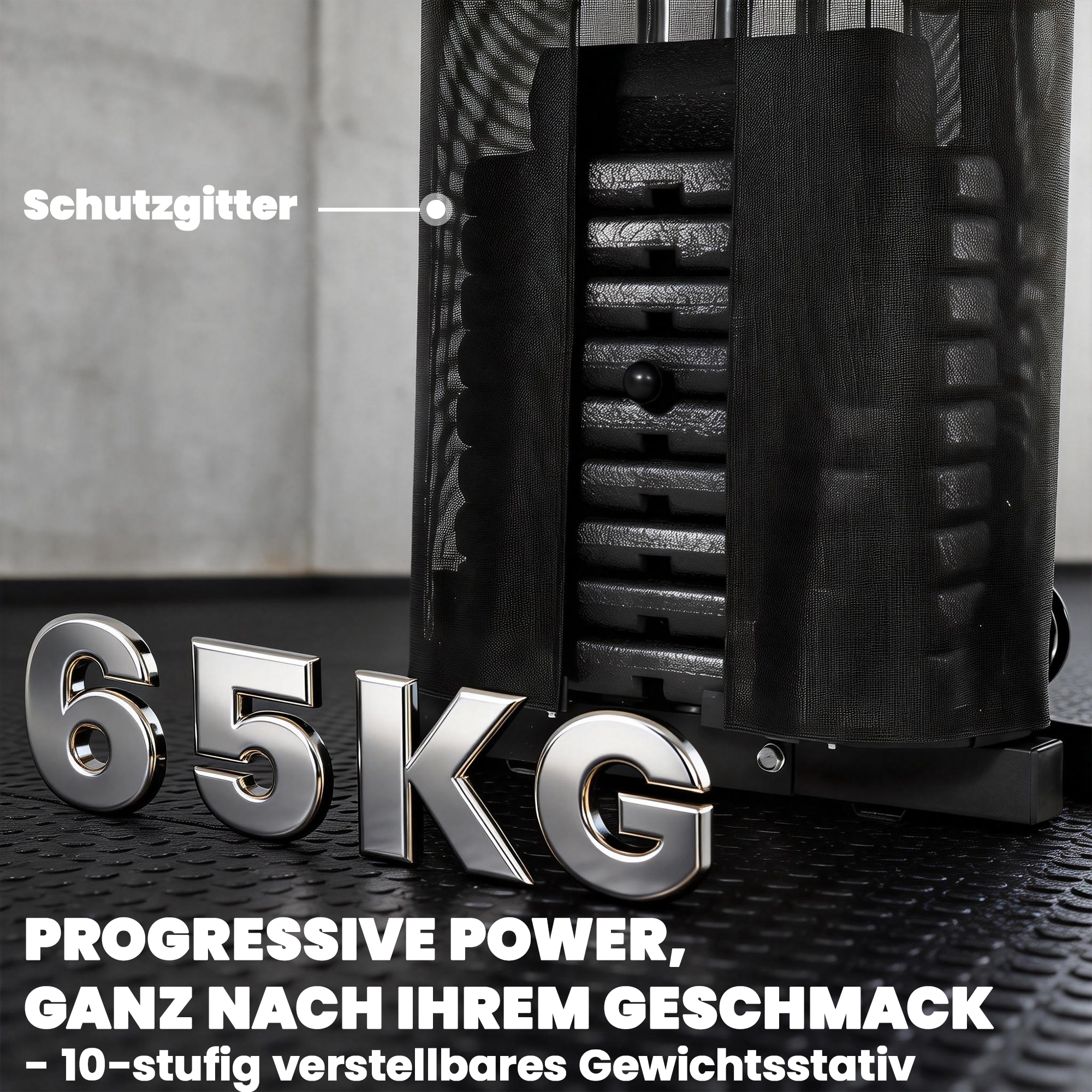 Kraftstation Fitnessstation mit 65kg Gewichten, Latzug, Butterflystange, verstellbar Preacher Bank, Beintrainer