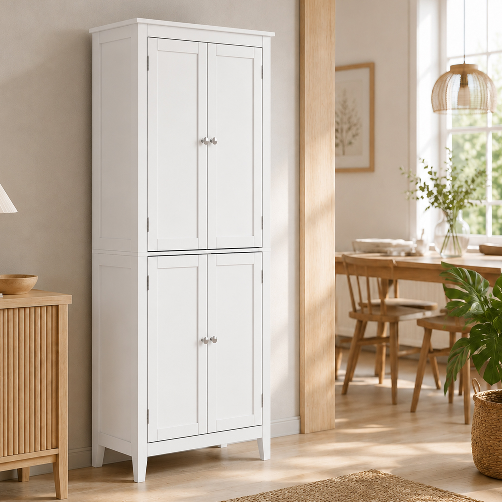 Badezimmerschrank 170 cm hoch, schmaler freistehender Badschrank mit verstellbaren Einlegeböden, für Waschküche