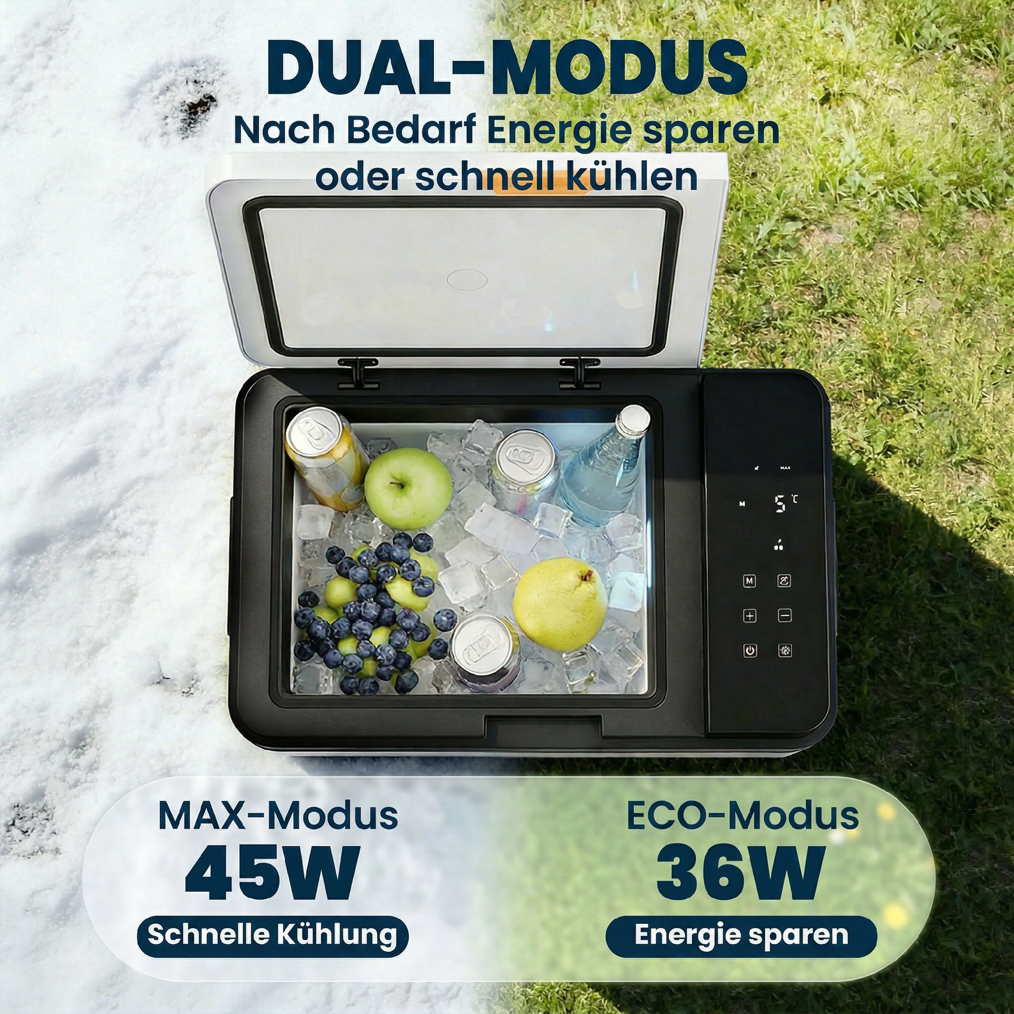 Kompressor Kühlbox 30L -20℃-20℃ Elektrische Kühlbox mit APP-Steuerung LED-Leuchten USB Anschluss Batterieschutz