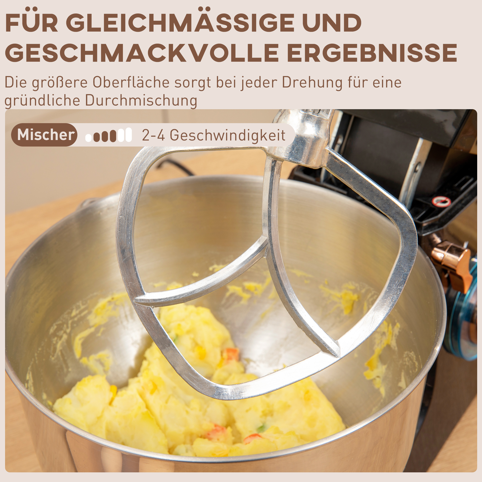 Standmixer, Küchenmaschine, Rührgerät, 6 Stufen, 5,5L Edelstahlschüssel, Schwarz