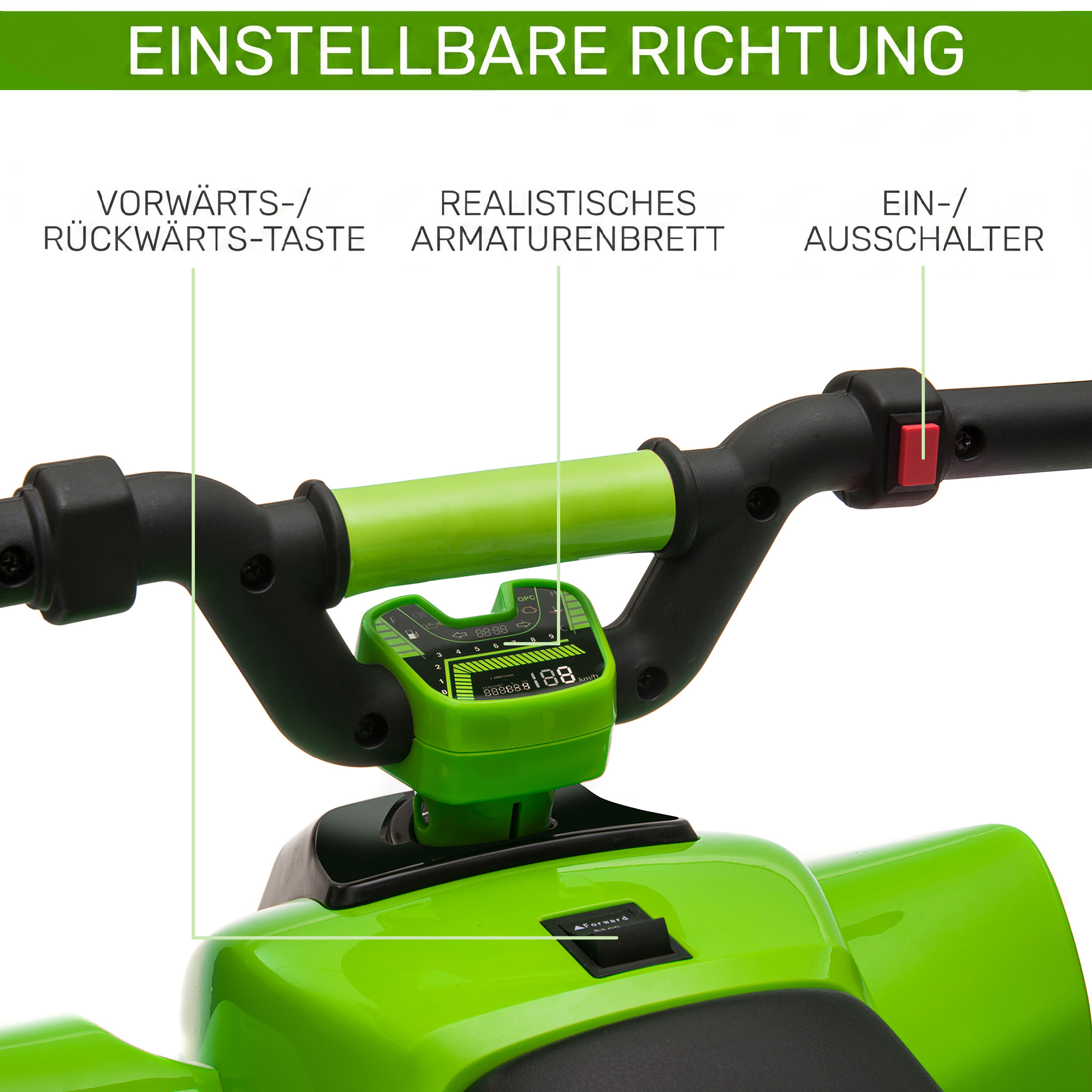 Kinder Quad Elektro 6V Kinderquad mit Vorwärts-, Rückwärtsfunktion für Kinder 1,5-3 Jahre bis 20 kg Grün