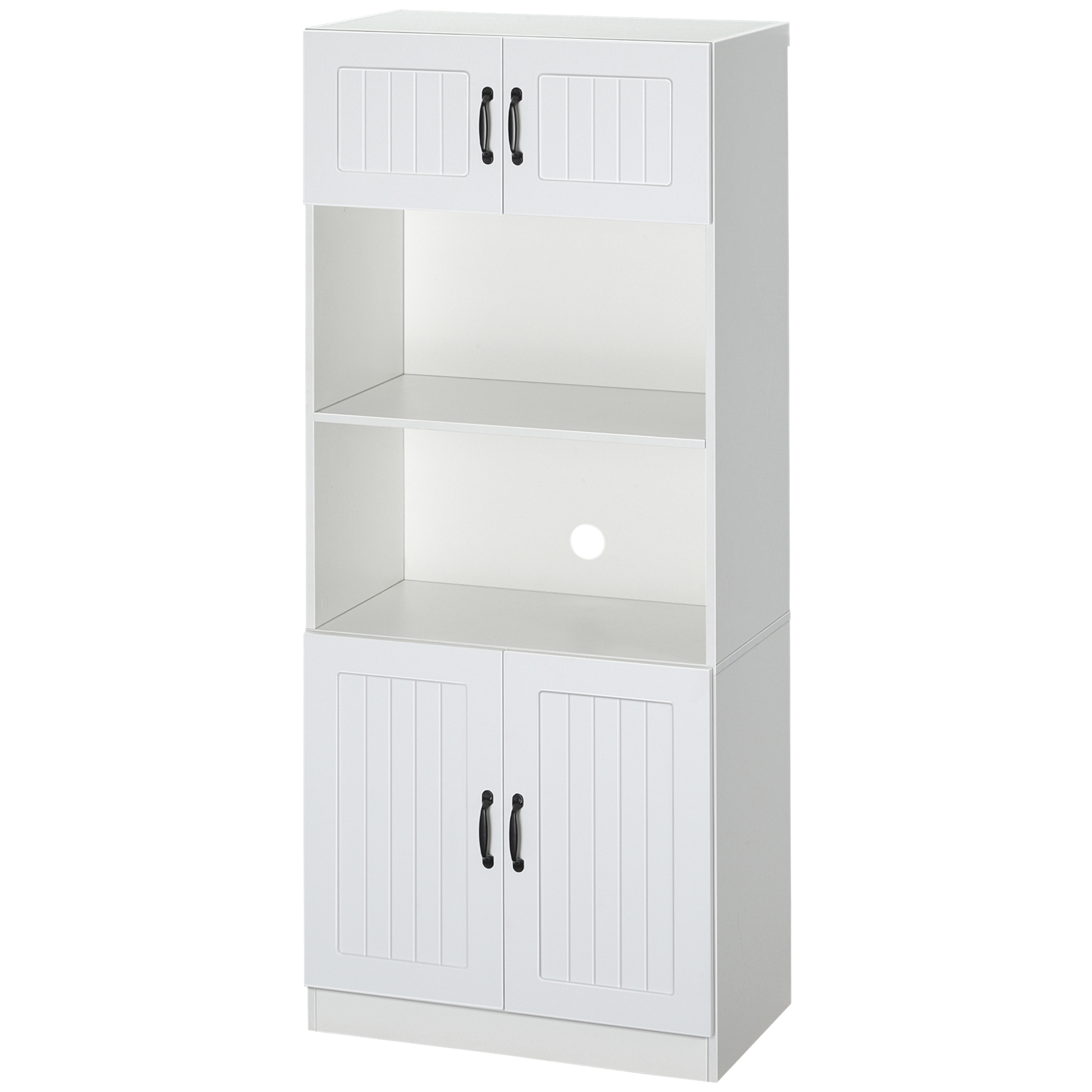Küchenschrank Küchenbüffet Schrank, Landhausstil, 2 Schränke, 2 Regale, 70 cm x 40 cm x 170 cm Weiß + Schwarz Küchenschrank Küchenbüffet Schrank, Landhausstil, 2 Schränke, 2 Regale, 70 cm x 40 cm x 170 cm Weiß + Schwarz