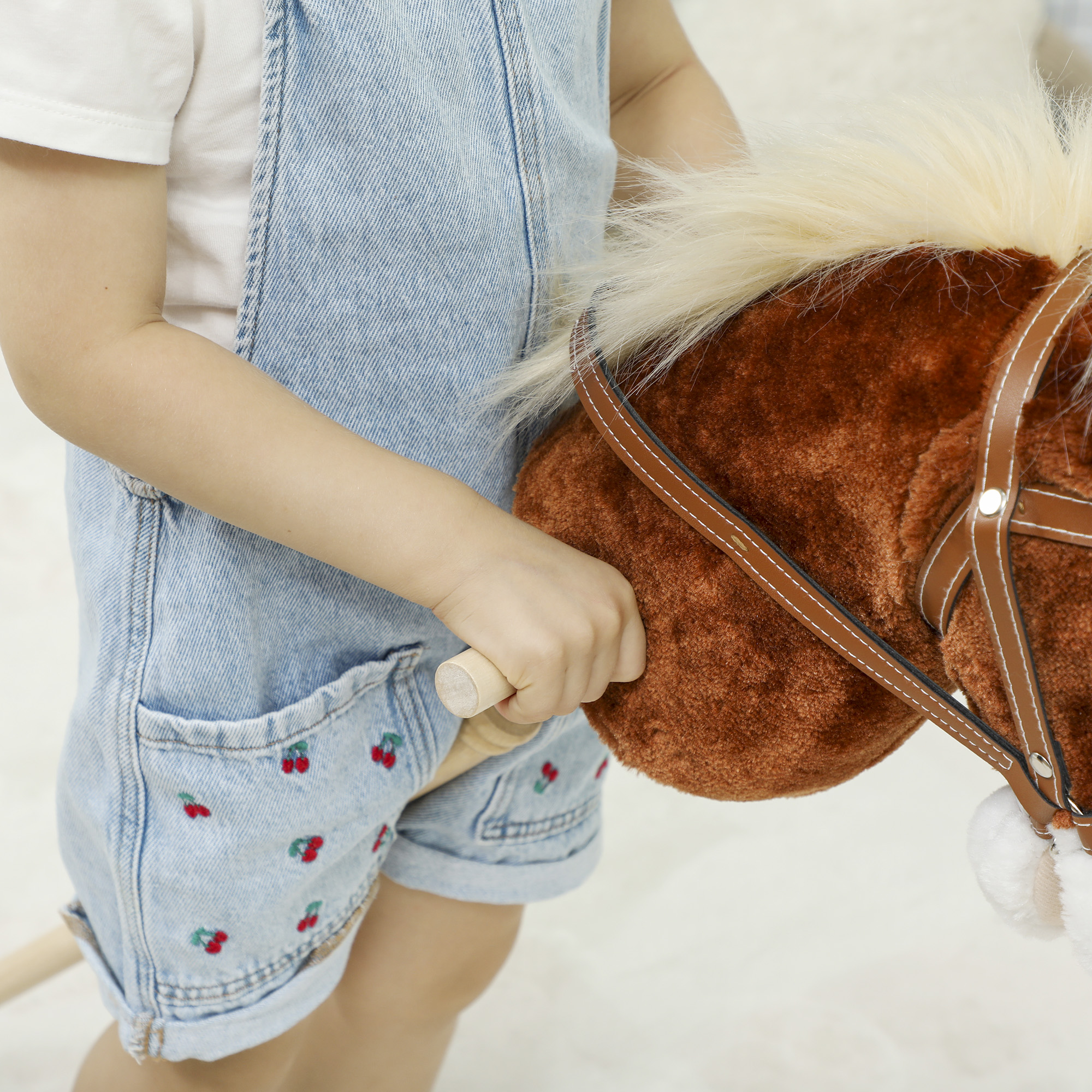 Steckenpferd Kinder Steckenpferde mit Sound, Griffe, Rolle, Stockpferd zum Reiten für Kinder 24+ Monate, Braun