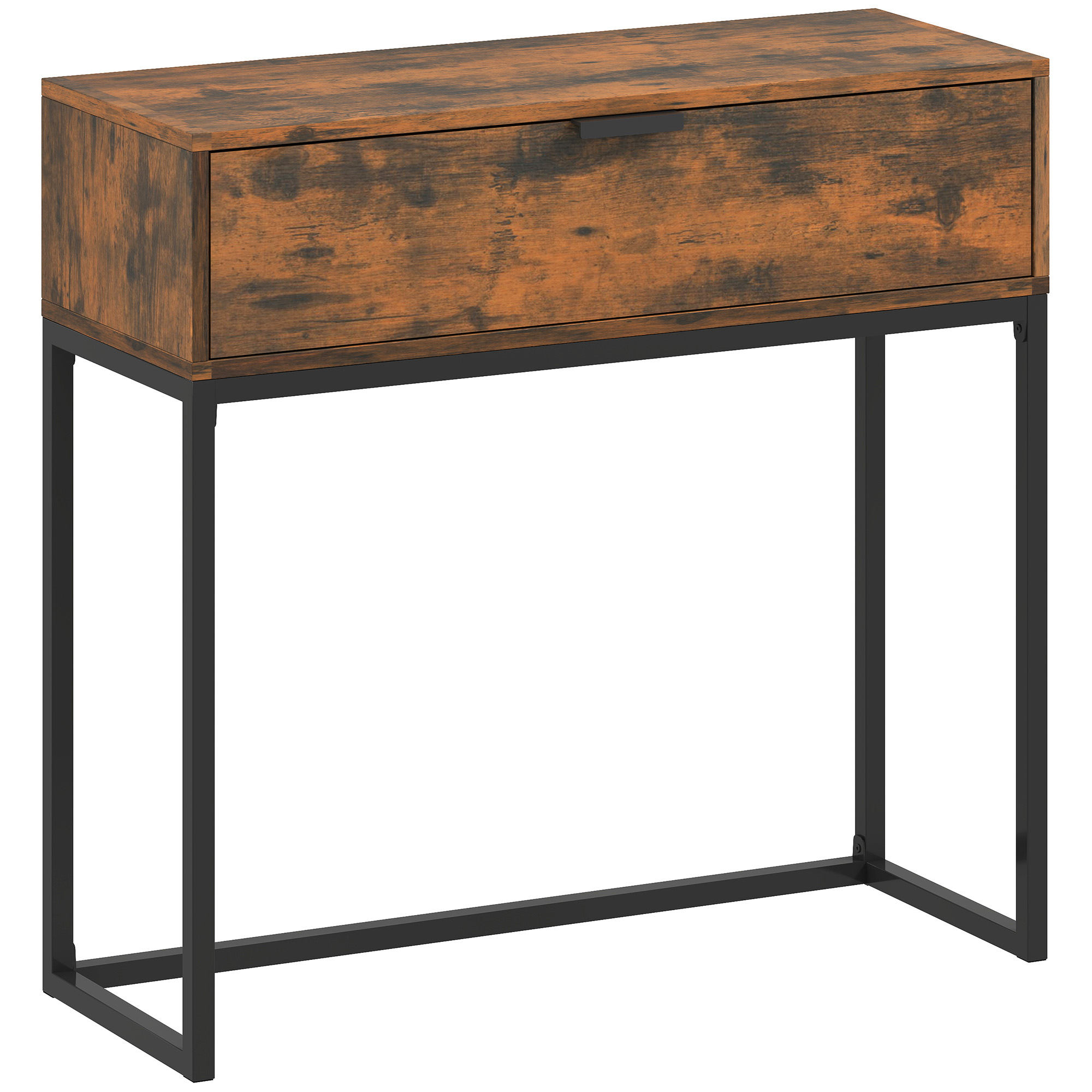 Konsolentisch Flurtisch mit Schublade, Industrie-Design, Flur Wohnzimmer, 80x30x76 cm, Schwarz