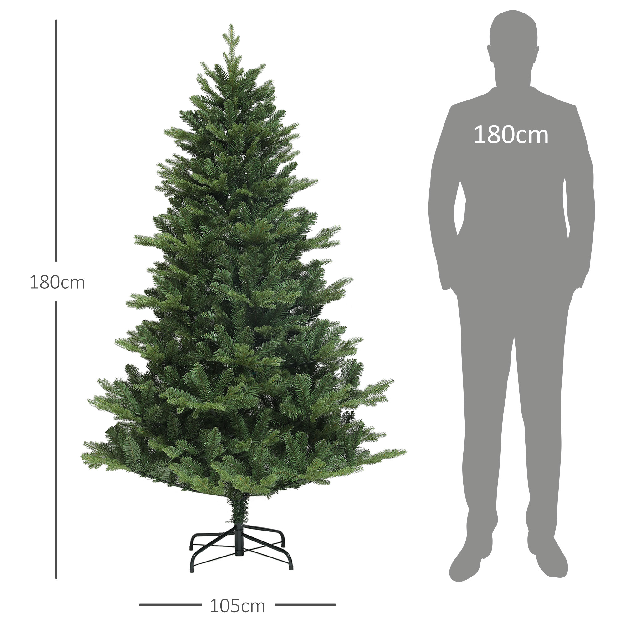Weihnachtsbaum, Kunsttanne, naturgetreu, breit & üppig, 180 x ?105 cm, Grün