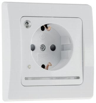DELPHI Schutzkontakt-Steckdose mit LED / weiß, 250V~/ 16A, Licht mit Sensor