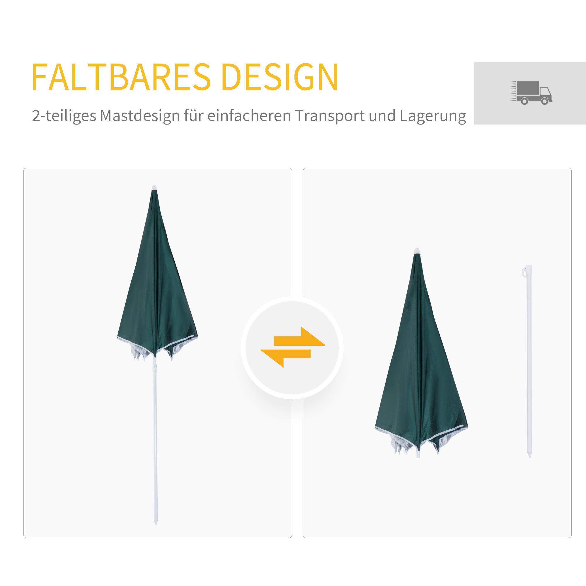 Sonnenschirm Strandschirm Sonnenschutz mit Seitenwand Strand Polyester Dunkelgrün 2,2 x H2,2m