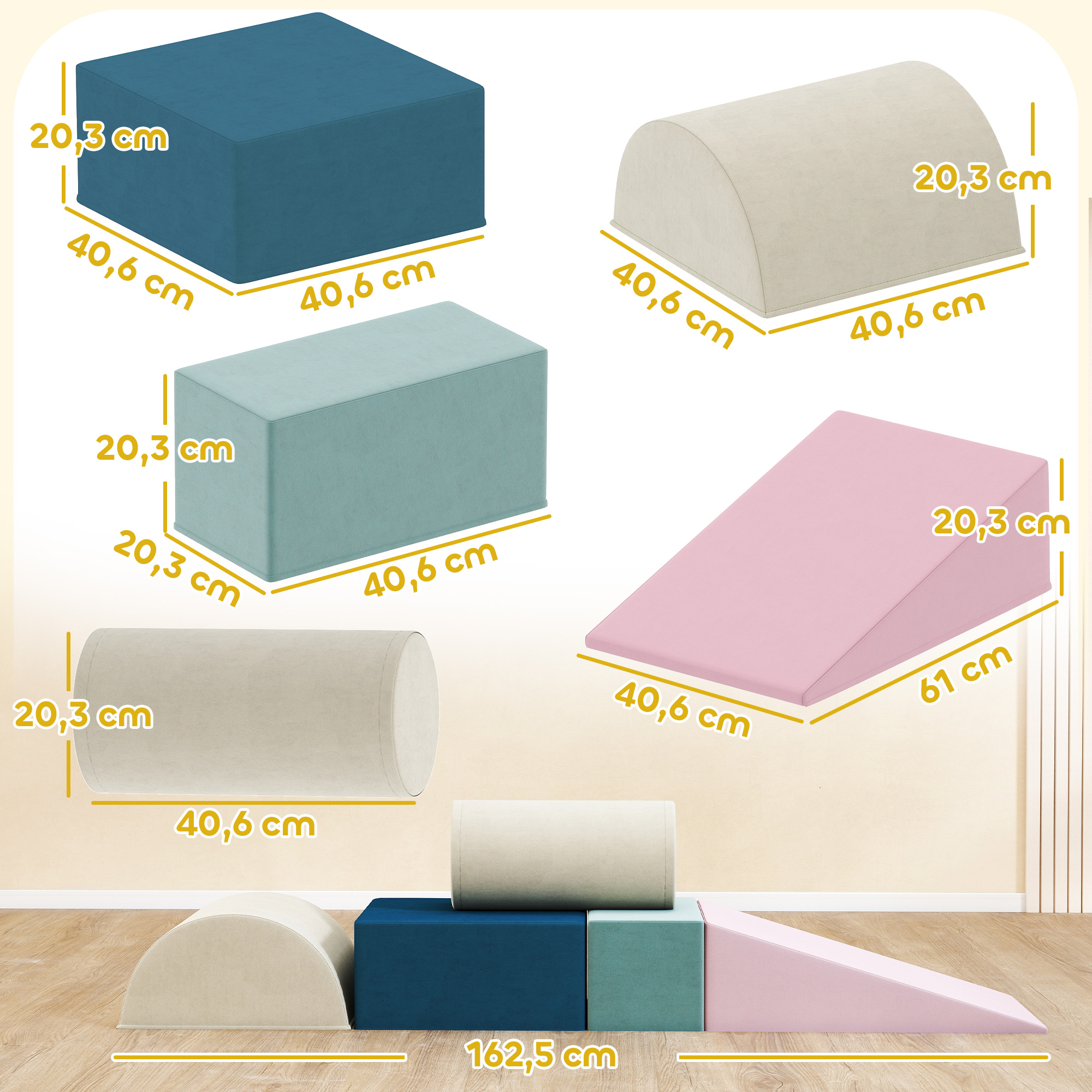 5-teiliges Schaumstoffblöcke-Set für Babys & Kleinkinder, zum Bauen, Spielen, Klettern, Indoor-Set, Schaumstoff, Bunt