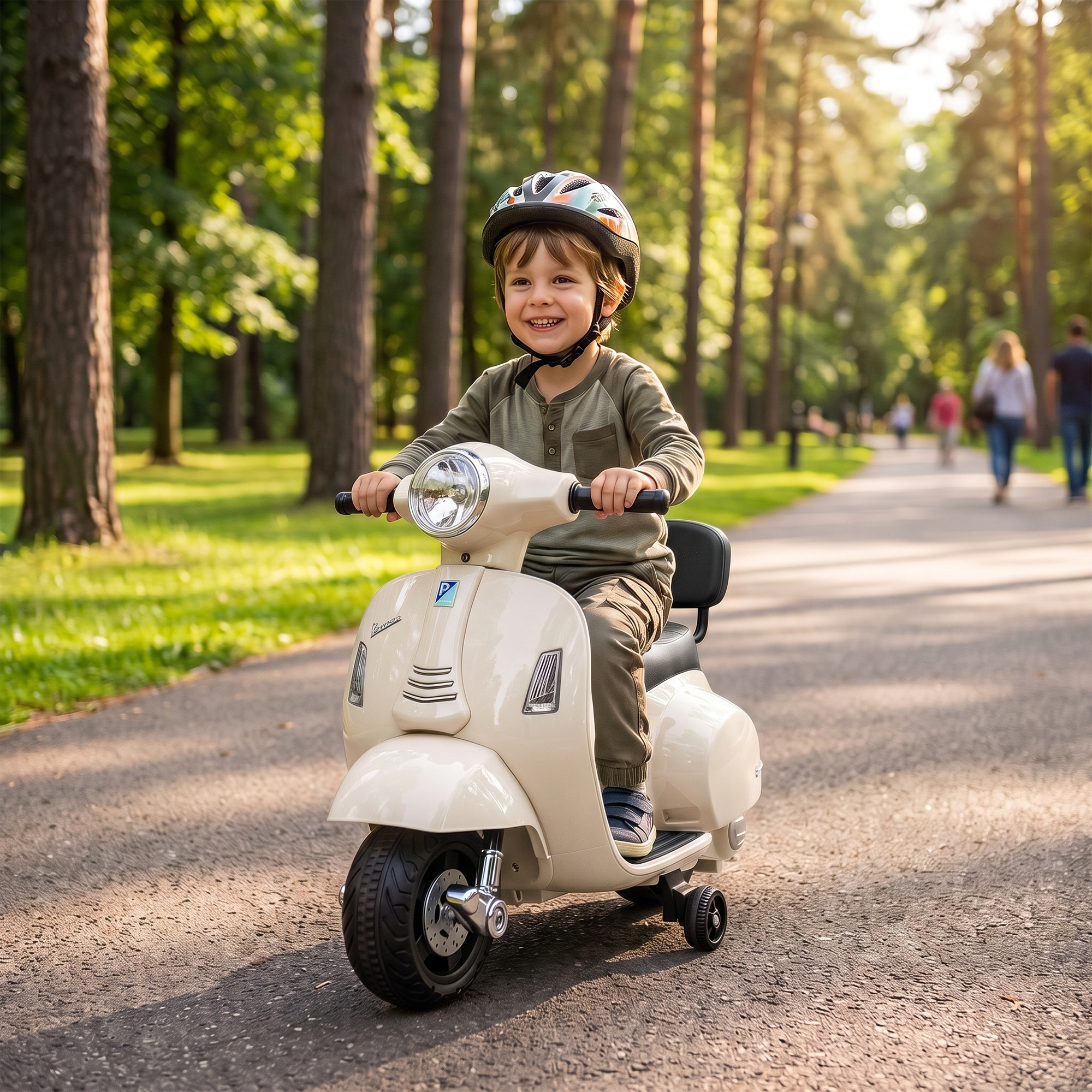 Elektro Motorrad Kinder Mini Vespa GTS 6V Elektromotorrad mit Lithium-Akku Ergonomischer Sitz Rückenlehne 1,5-3 Jahren