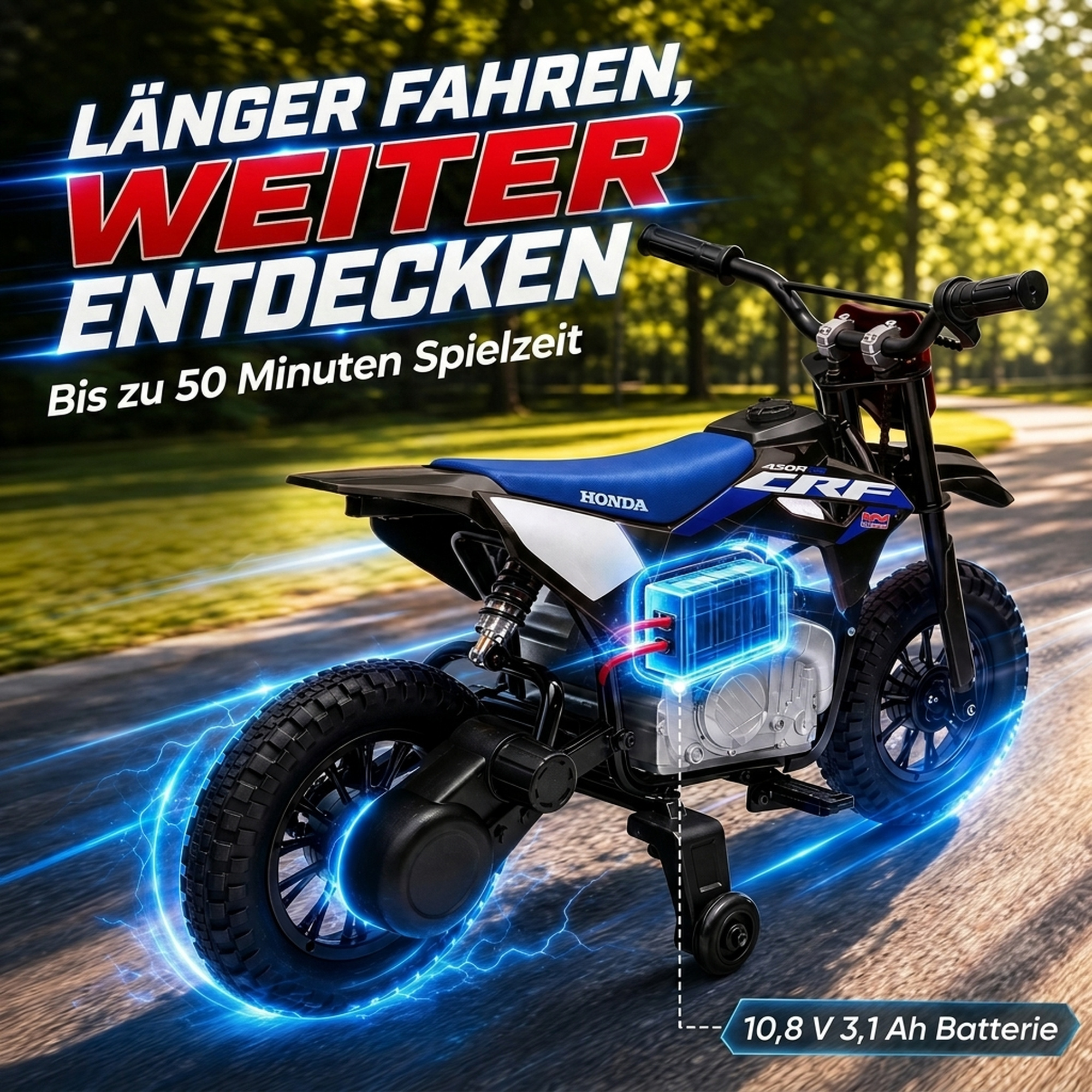 Elektro Motorrad Kinder HONDA CRF 450R 12V Kinder Motocross mit 35W Motor Lithium Akku Hinterradfederung 12 Zoll Rädern