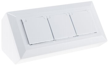 3-fach Steckdosenblock, weiß / 250V~/ 16A, Aufbaumontage mit Klappen