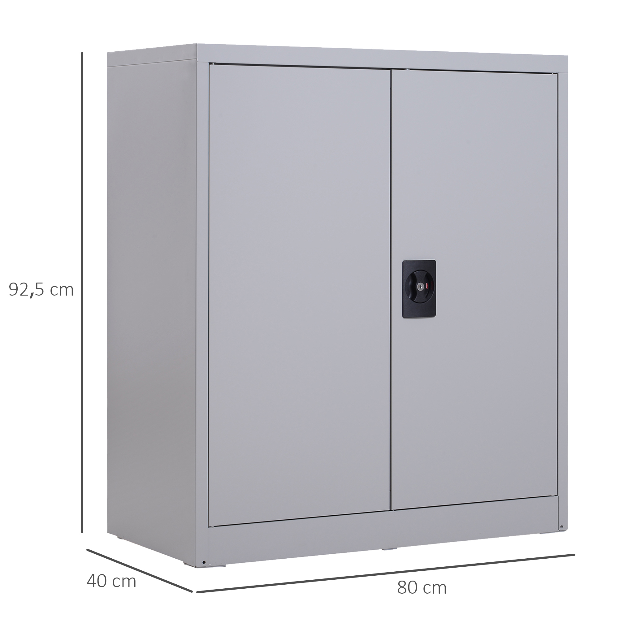 Aktenschrank Stahlschrank Mehrzweckschrank mit verstellbarem Regal und Schloss für Arbeitszimmer Wohnzimmer Grau