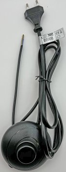 Netzkabel mit Fußschalter, blanke Enden, 2m lang, schwarz