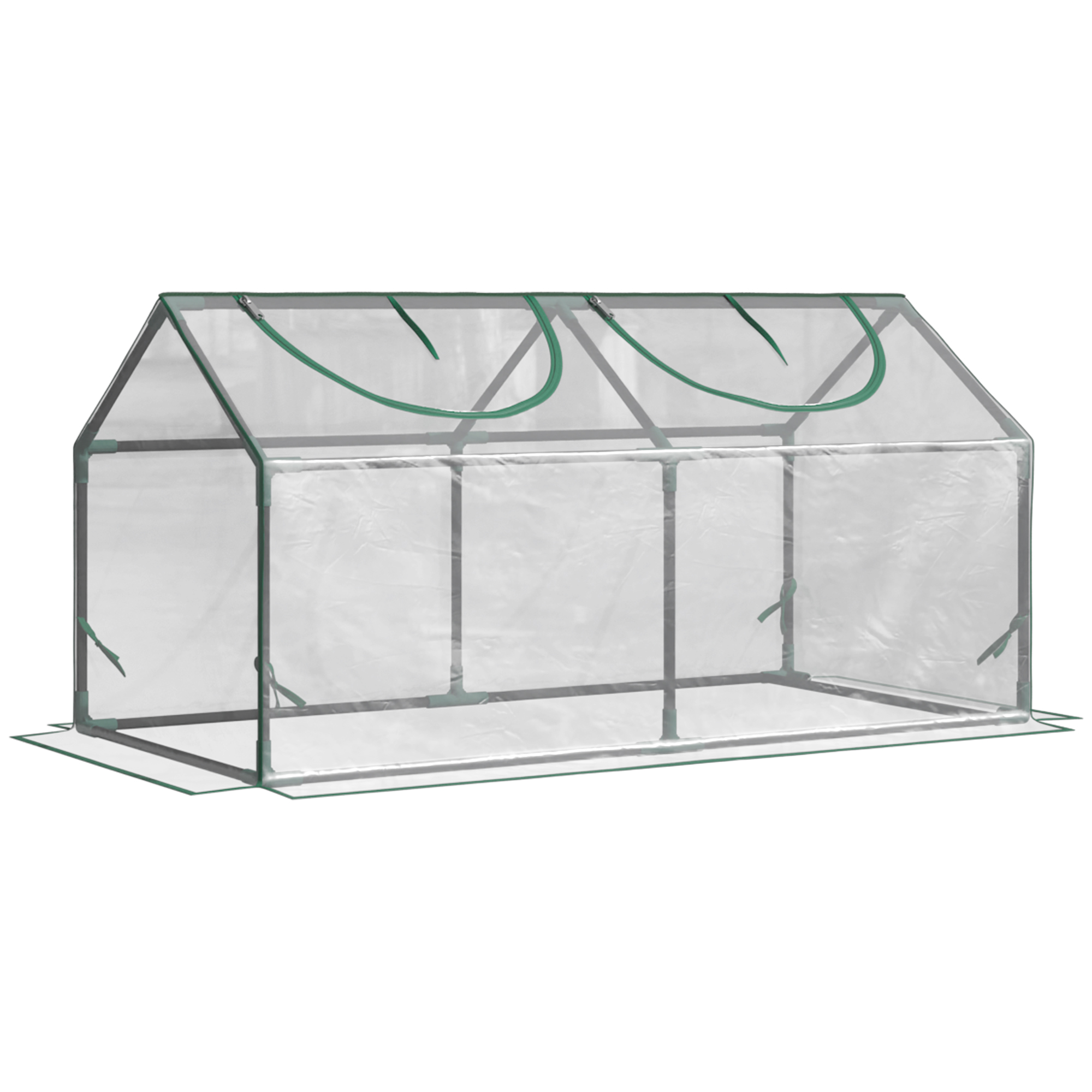 Gewächshaus mit Fernster, PE-Gitterfolie, Foliengewächshaus aus Stahl, Treibhaus für Balkon, Garten, Tomatenhaus 120x60x60cm, Tomatengewächshaus für Gemüse, Blumen, Pflanzen, Transparent