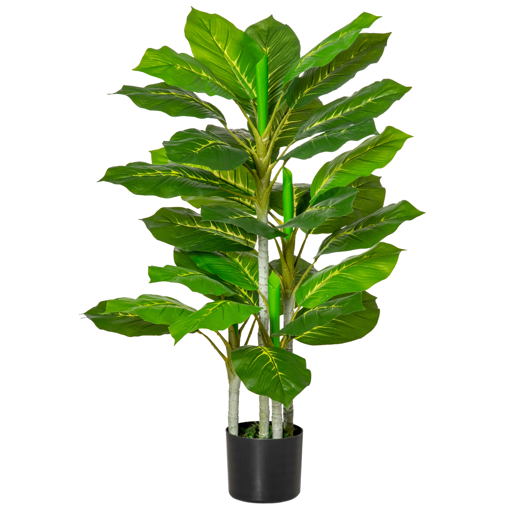 Künstlicher Baum 95 cm Kunstpflanze mit 33 Blättern, Topf für Wohnzimmer