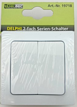 DELPHI Serien-Schalter 2-fach / 250V~/ 10A, inkl. Rahmen, UP, weiß