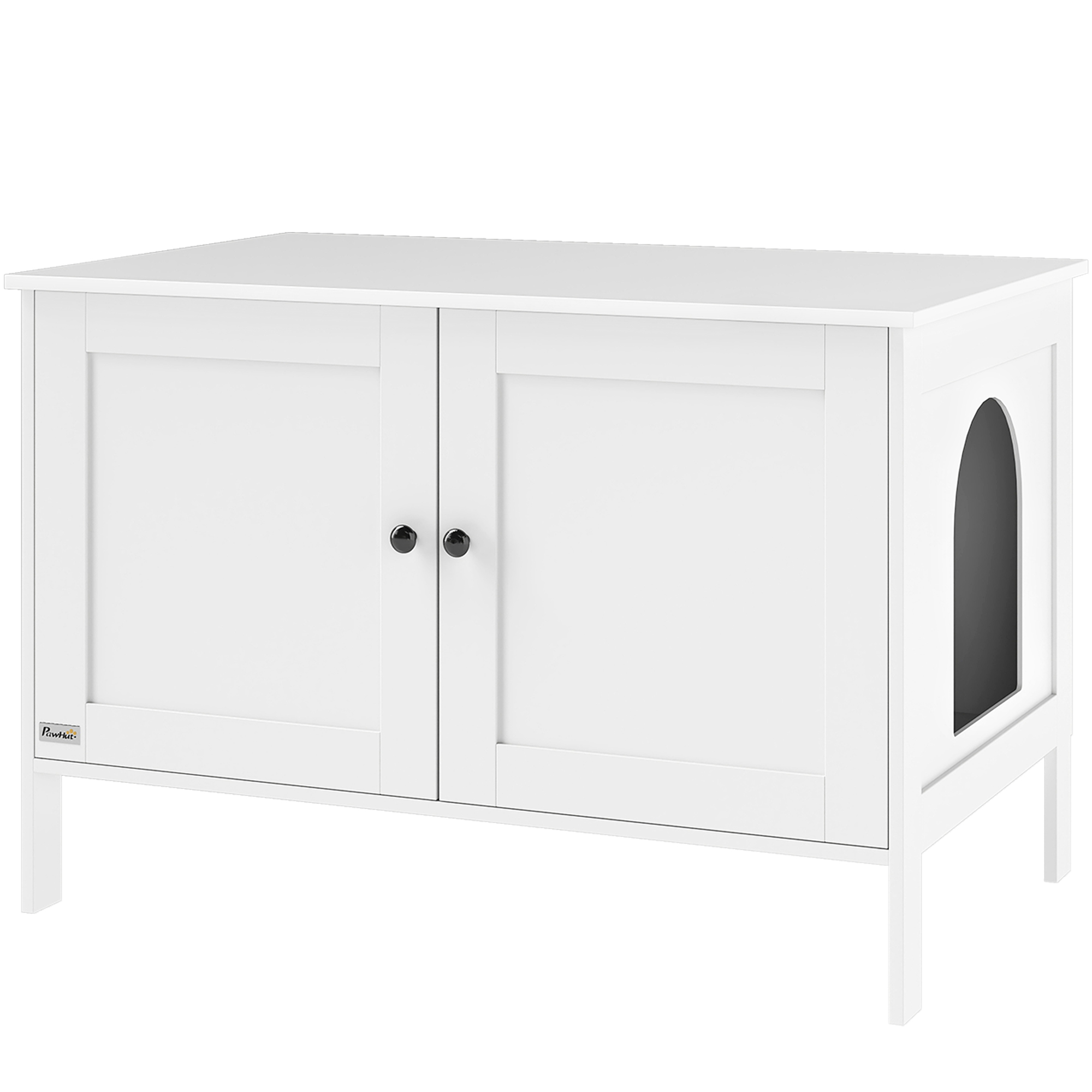 Katzenklo-Schrank Katzenhaus mit Tür Trennwand Katzentoilette für große Katzen 80 x 51 x 54 cm Weiß