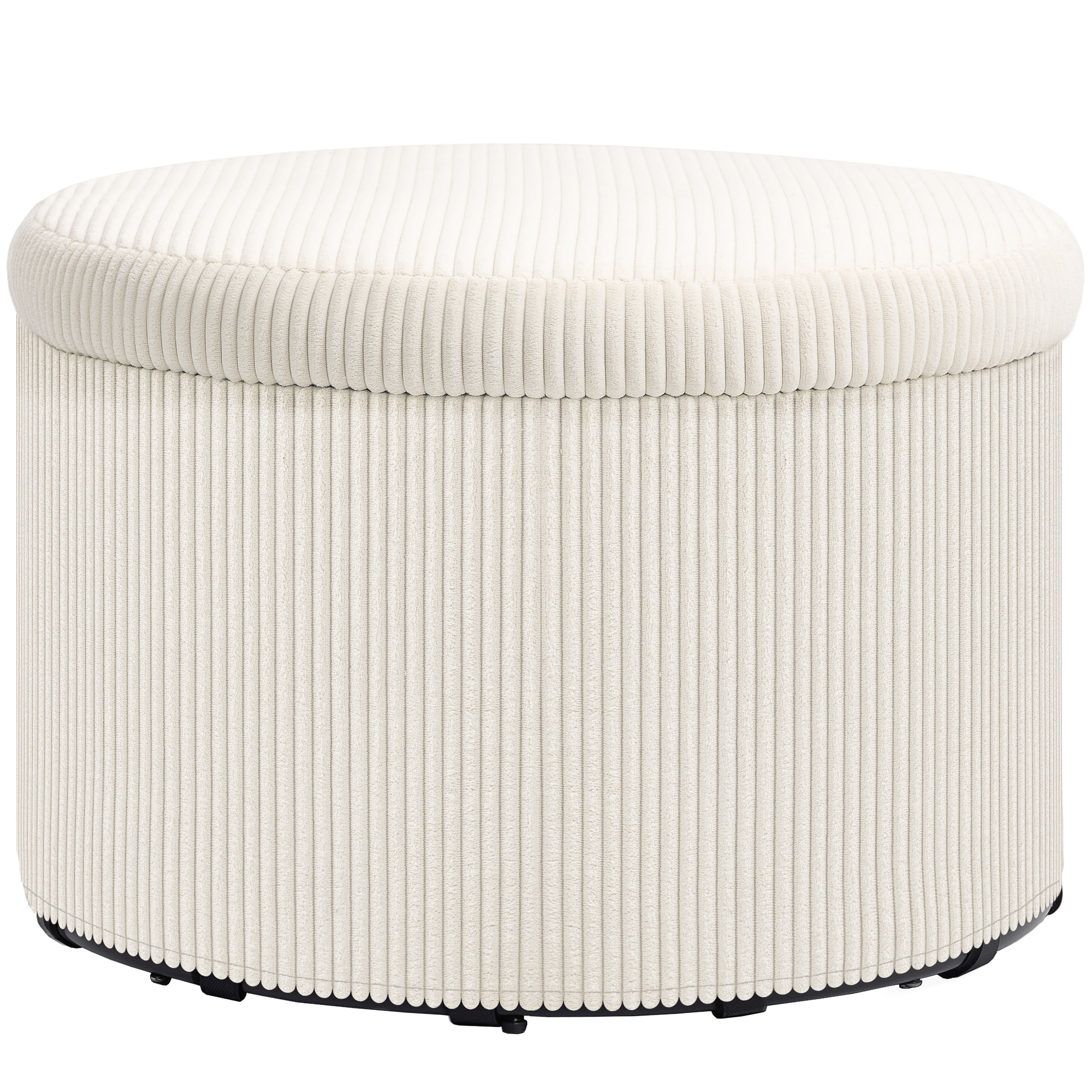 Fußhocker mit 97 L Stauraum, Cordstoff, Schaumstoff, Sitzhocker, Beige