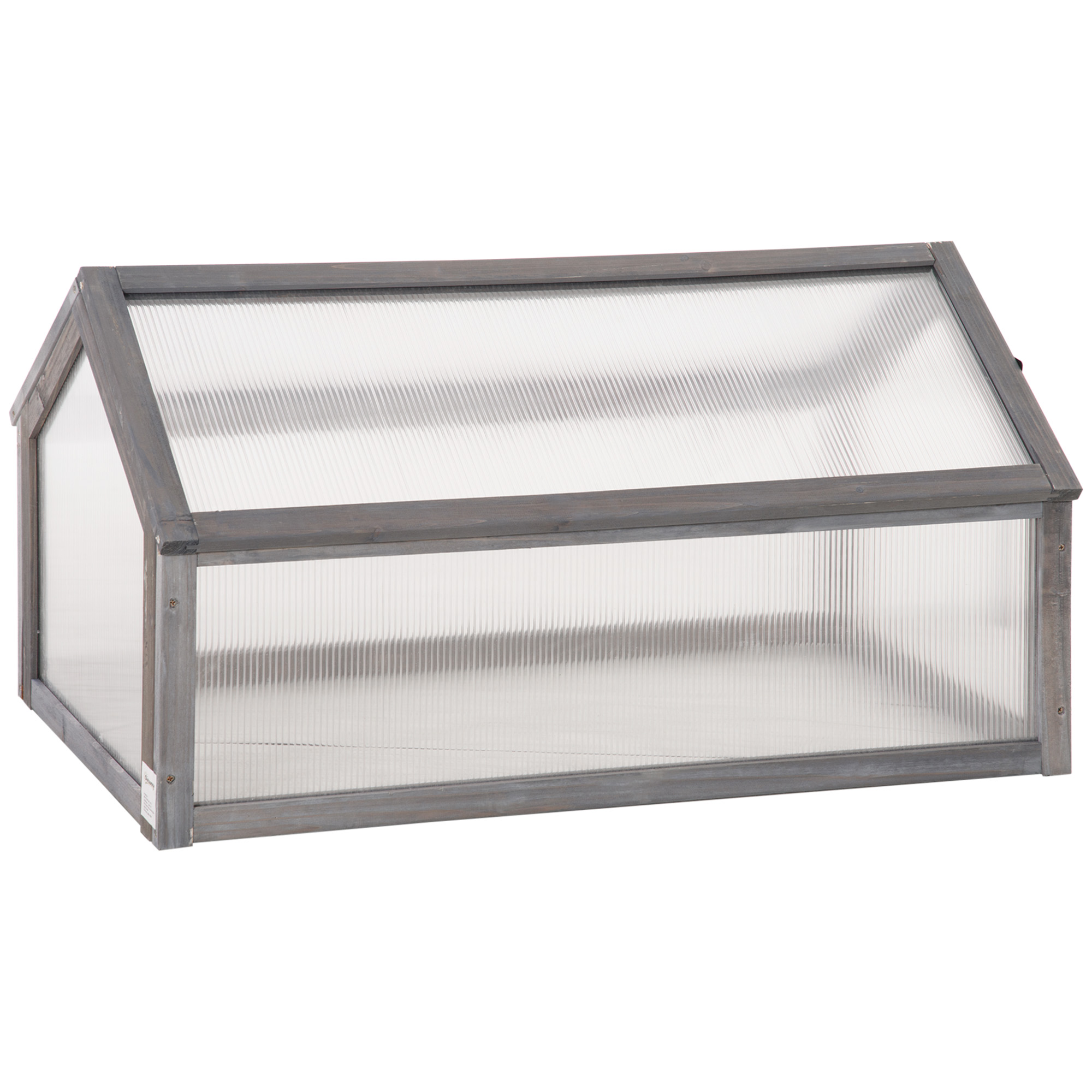 Mini-Gewächshaus, Kompaktes Pflanzenhaus aus Holz, Polycarbonat-Platten, Belüftungsöffnung, 90L x 52B x 49,5H cm, Grau