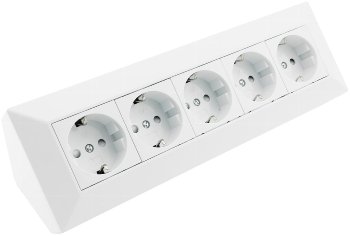5-fach Steckdosenblock, weiß / 250V~/ 16A, Aufbaumontage