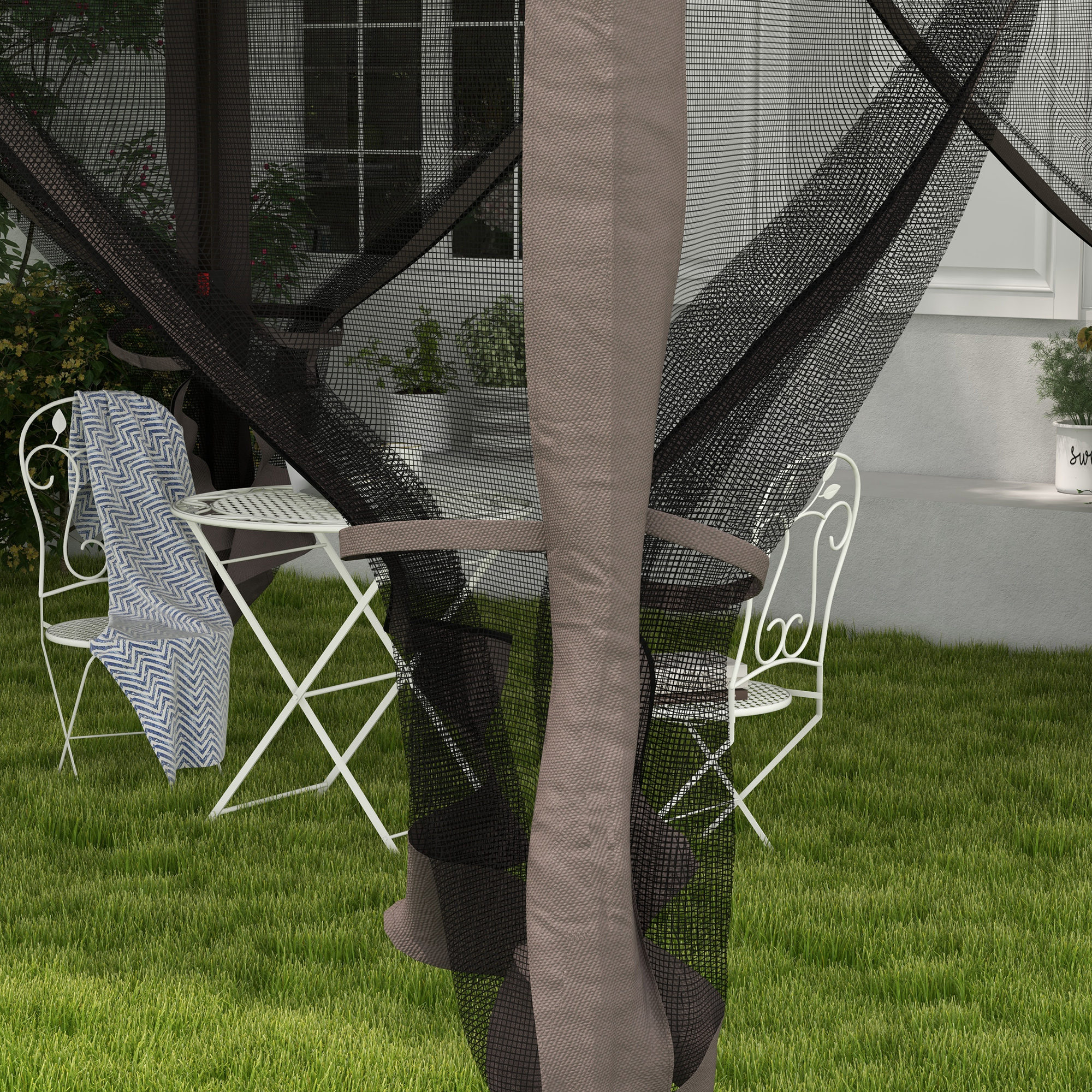 Faltpavillon mit Seitenwänden Grau 3,25 x 3,25 x 2,7 m