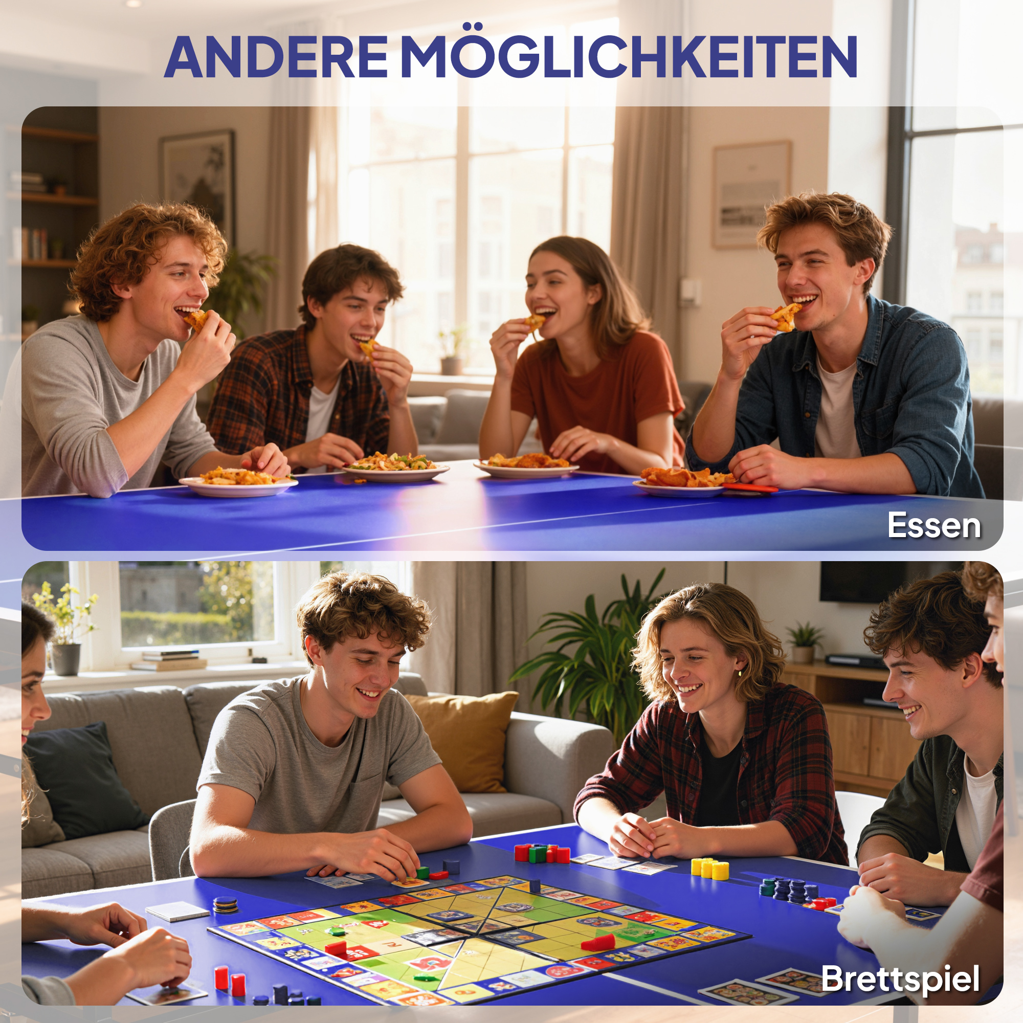 Tischtennisplatte, klappbar, mobil, 2 Schläger, 3 Bälle, Metallrahmen, 274x152,5x76 cm, Blau