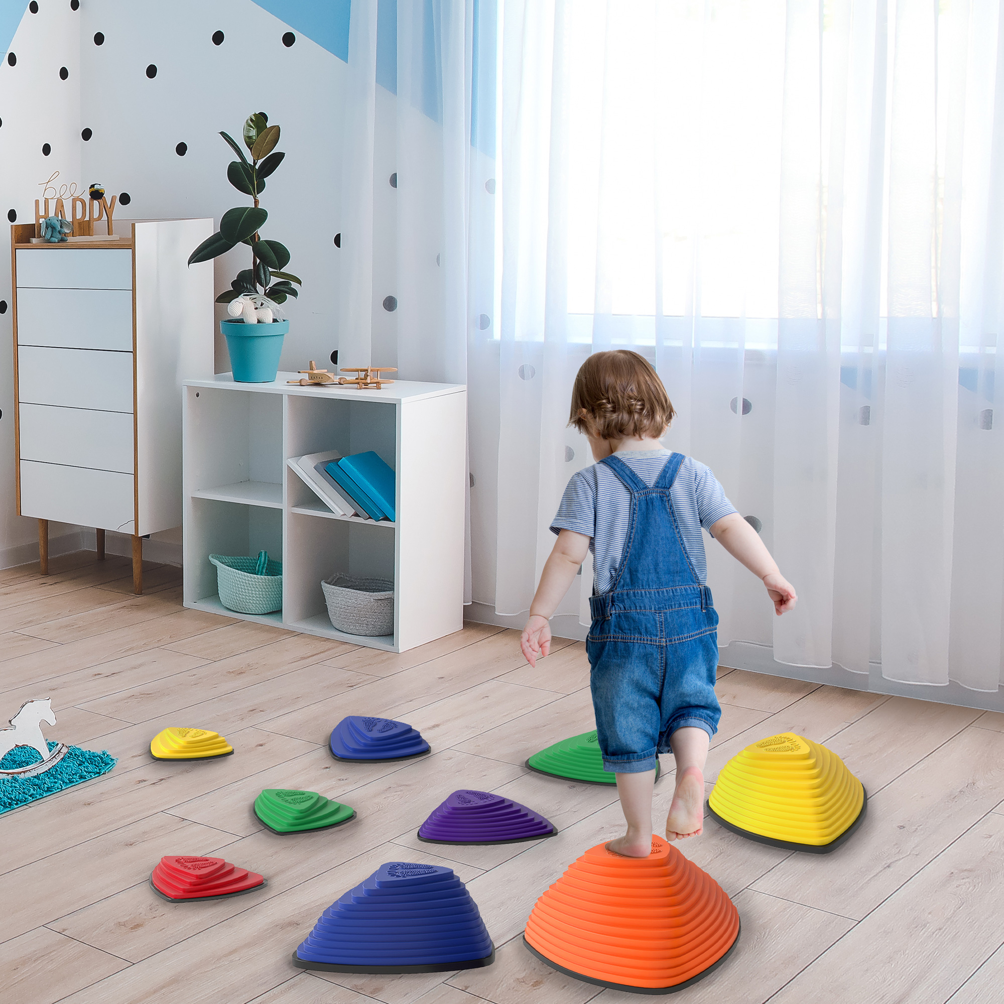 9er-Set Trittsteine, rutschfestes Design, für drinnen & draußen, stapelbar, Bunt 9er-Set Trittsteine, rutschfestes Design, für drinnen & draußen, stapelbar, Bunt