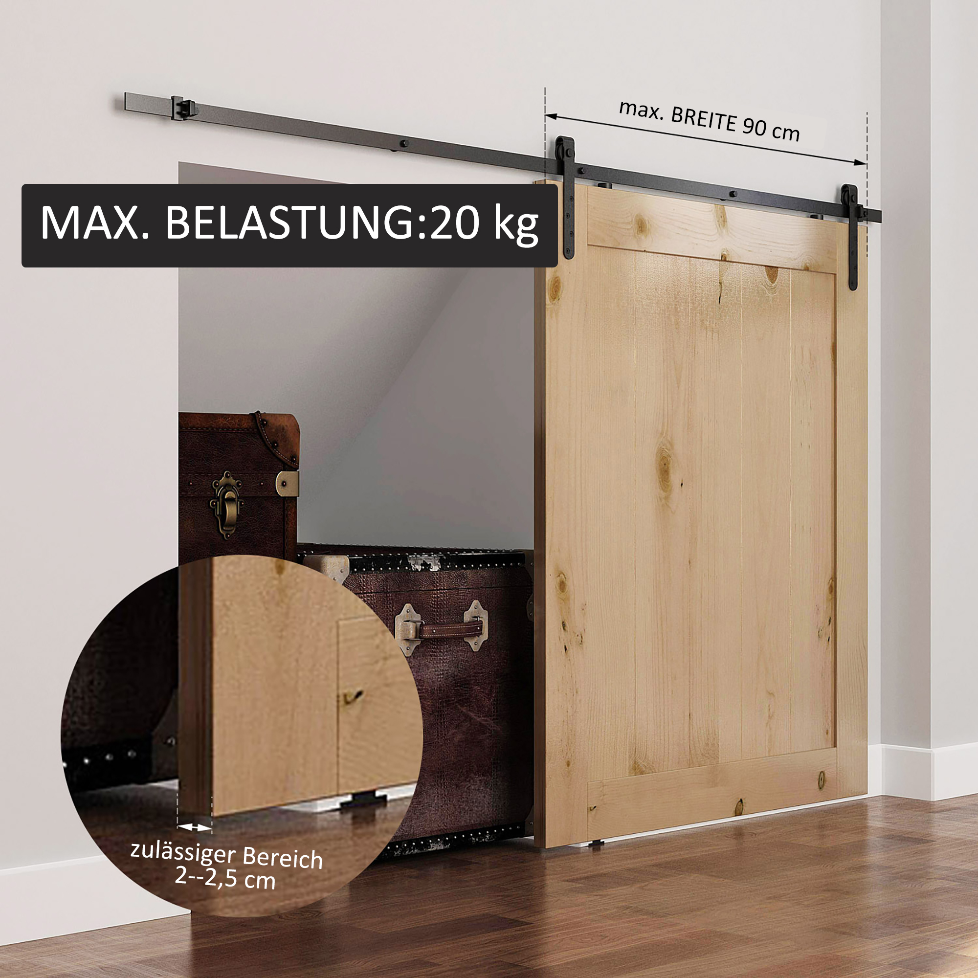 Schiebetüren-Beschlagsatz 180 cm Komplett-Set mit Schienen, Rollen, Anti-Sprung-Vorrichtungen Kohlenstoffstahl