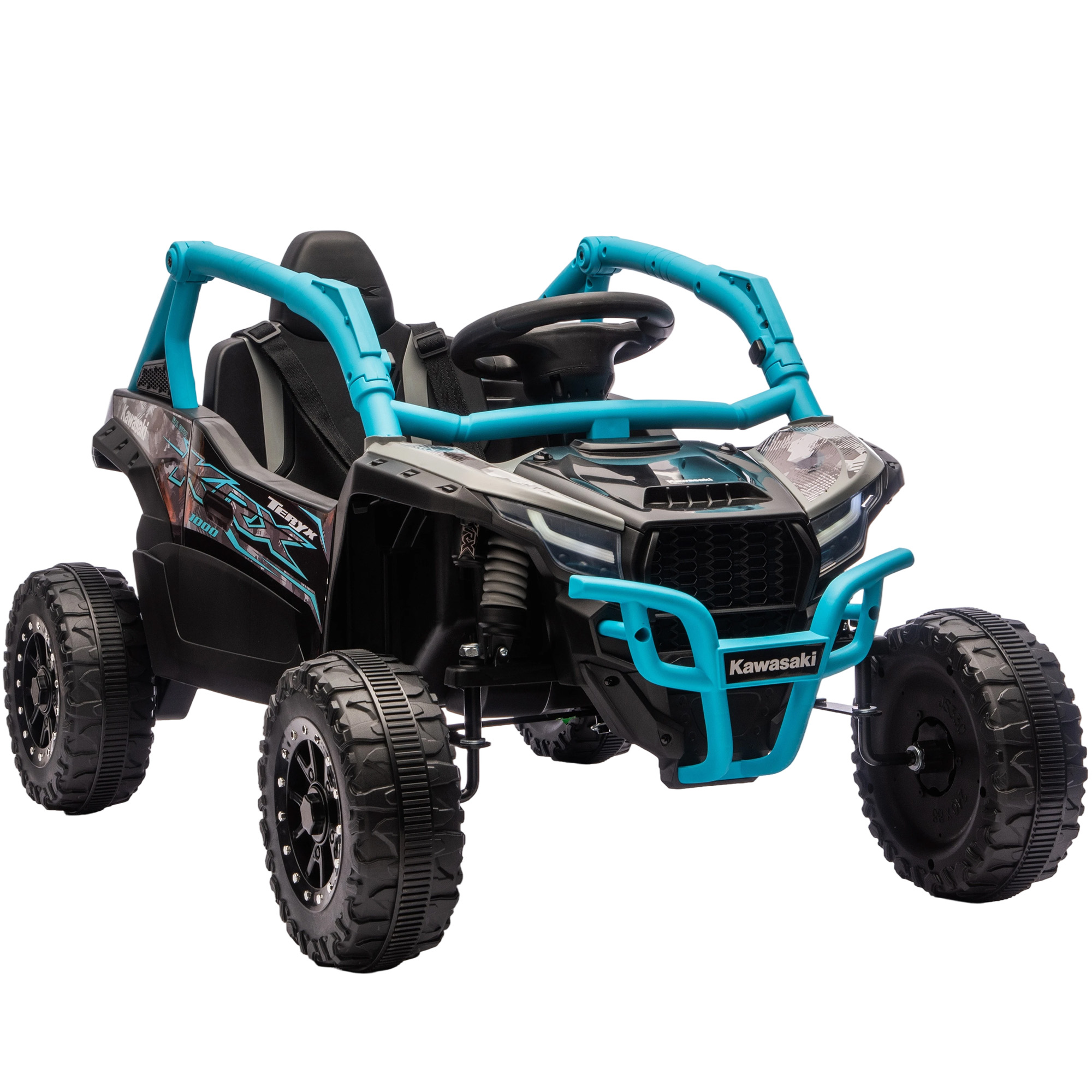 12V Geländefahrzeug für Kinder, Fernbedienung, LED-Lichter, Musik, Hupe, für Kinder von 3-8 Jahren, Blau