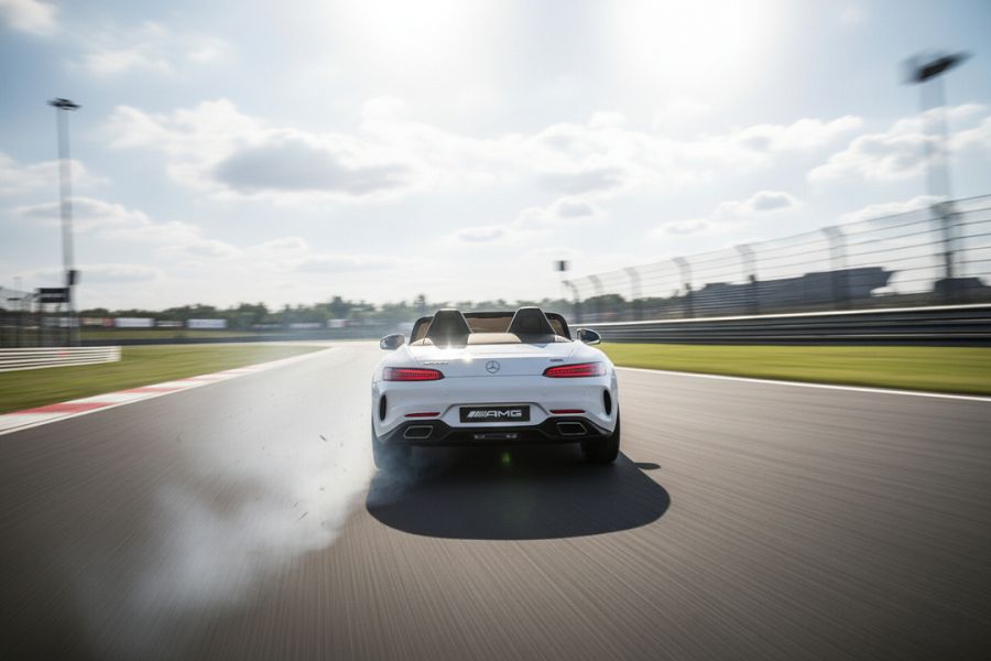 Kinderfahrzeug Mercedes SL63 AMG - weiß lackiert