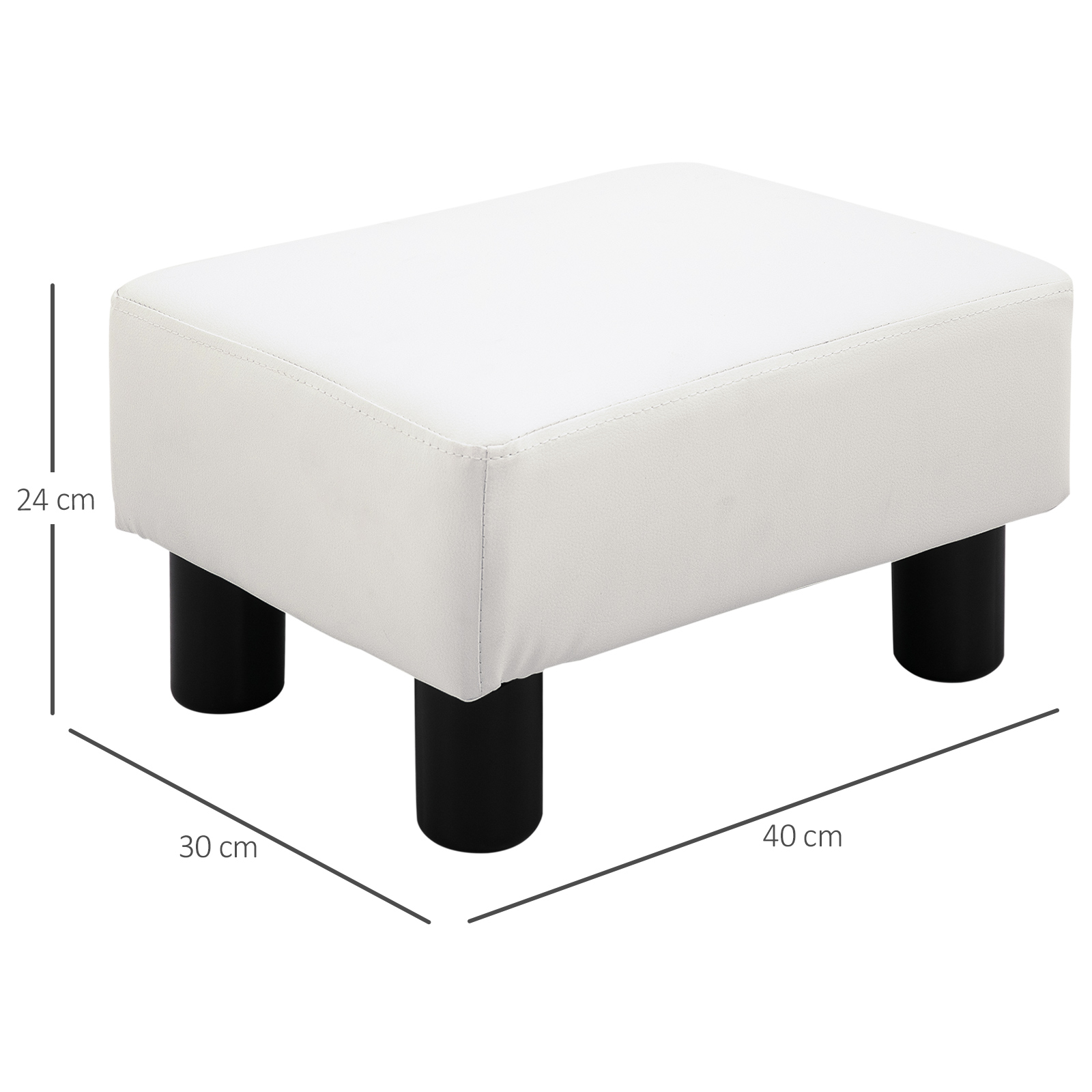 Sitzhocker Hocker mit Kunstleder Moderner Fußhocker Kunstlederhocker Ottomane für Schlafzimmer, Wohnzimmer, Weiß