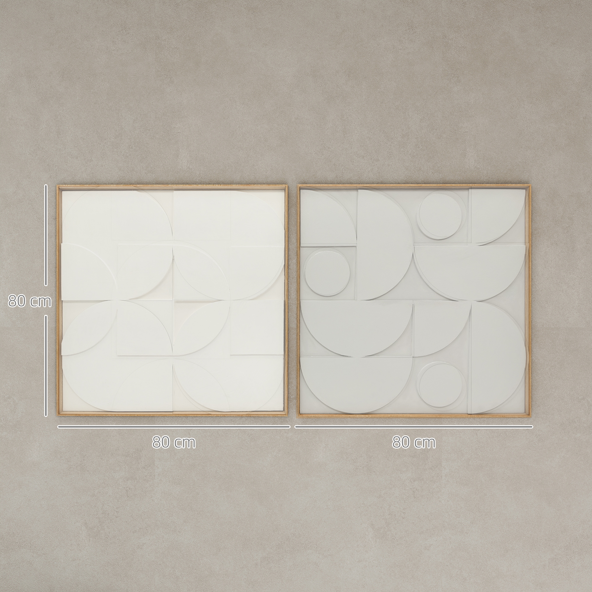 Wanddeko 3D 2er Set geometrisch Wanddekoration Modern Wand Deko für Wohnzimmer, Flur, 80 x 3,5 x 80 cm, Weiß