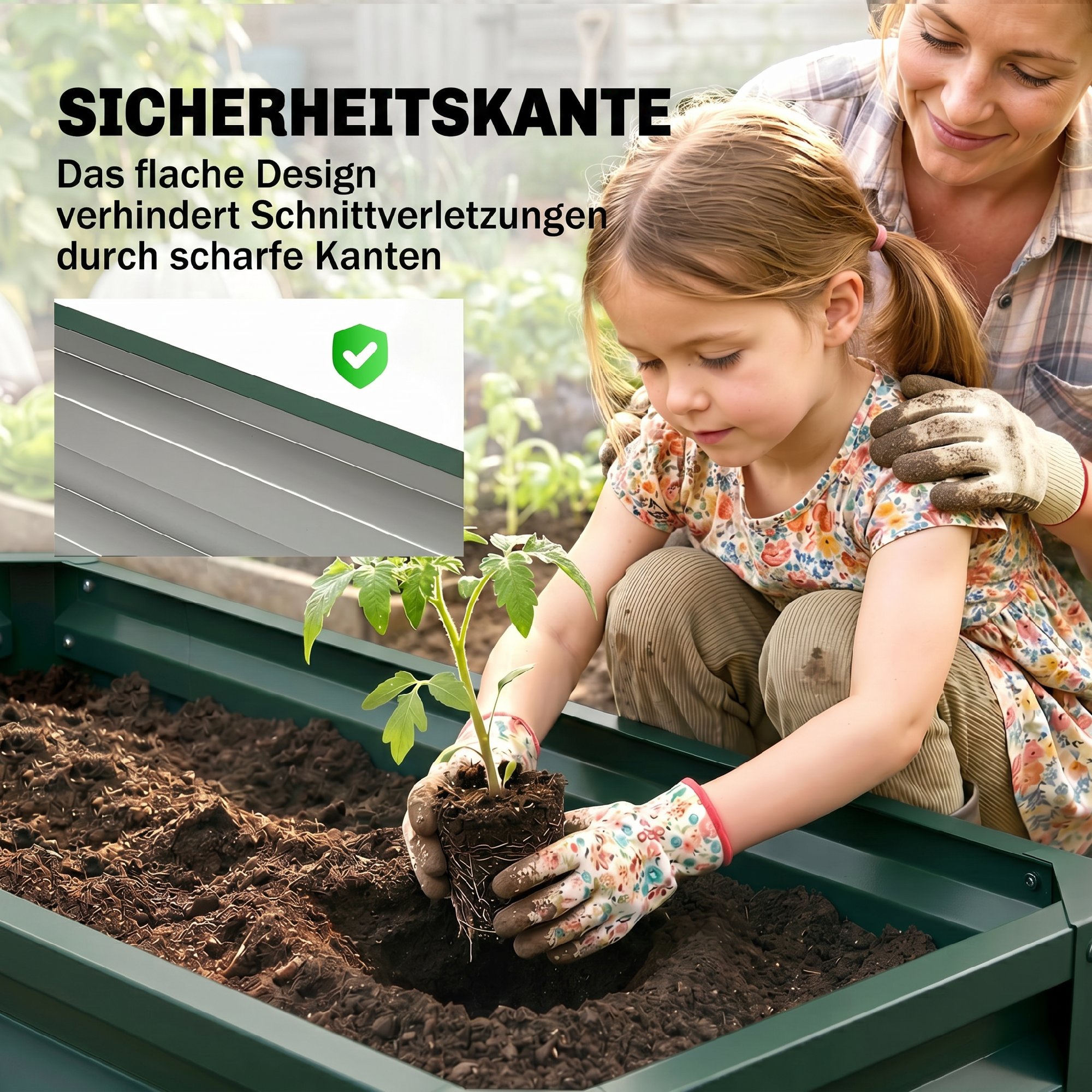 Hochbeet Metall 2er-Set, Offener Boden, Für Garten Balkon, 110x50x30cm, Grün
