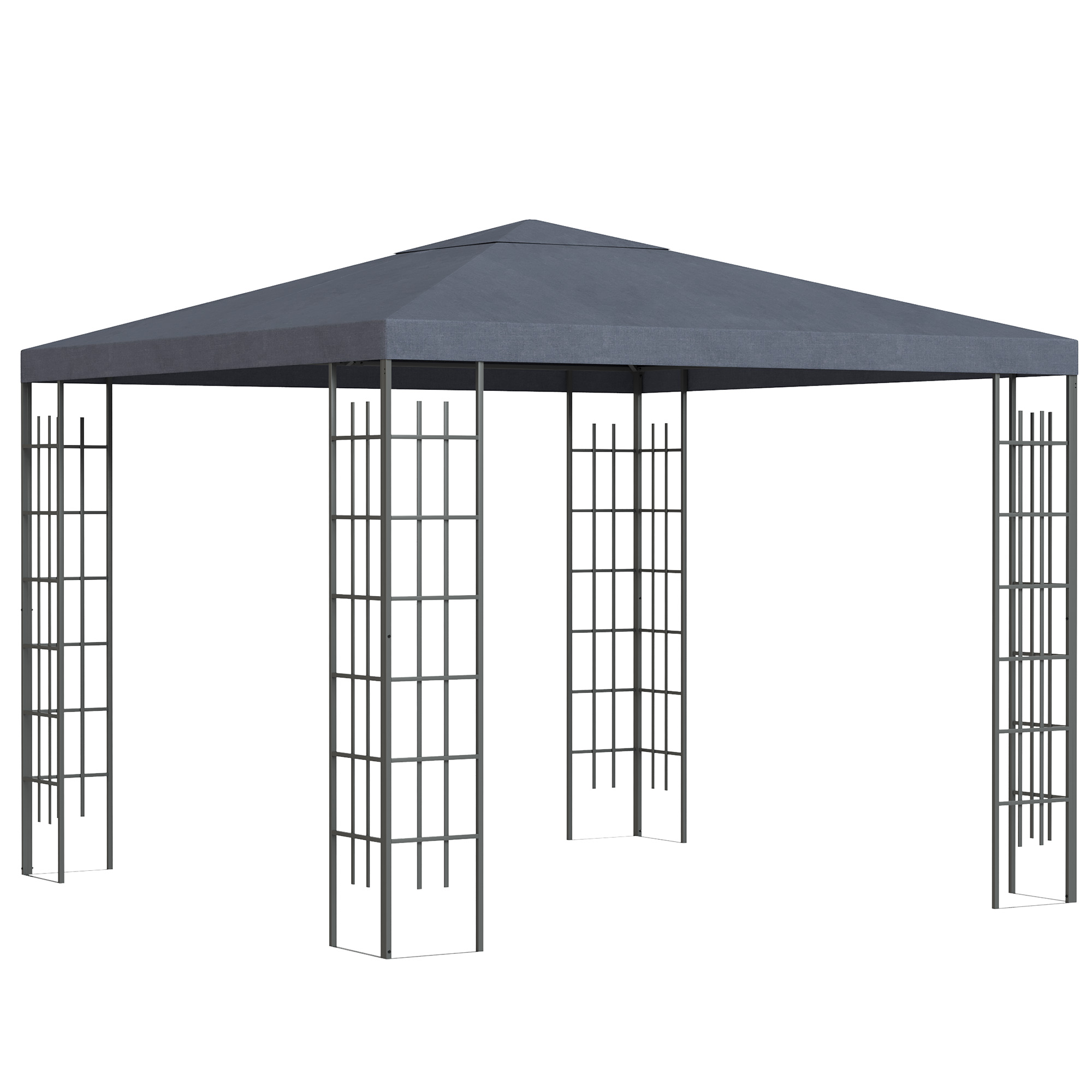 Gartenpavillon 2,95 x 2,95 m Pavillon Gartenzelt Festzelt Partyzelt Stahl Polyester Grau Gartenpavillon 2,95 x 2,95 m Pavillon Gartenzelt Festzelt Partyzelt Stahl Polyester Grau
