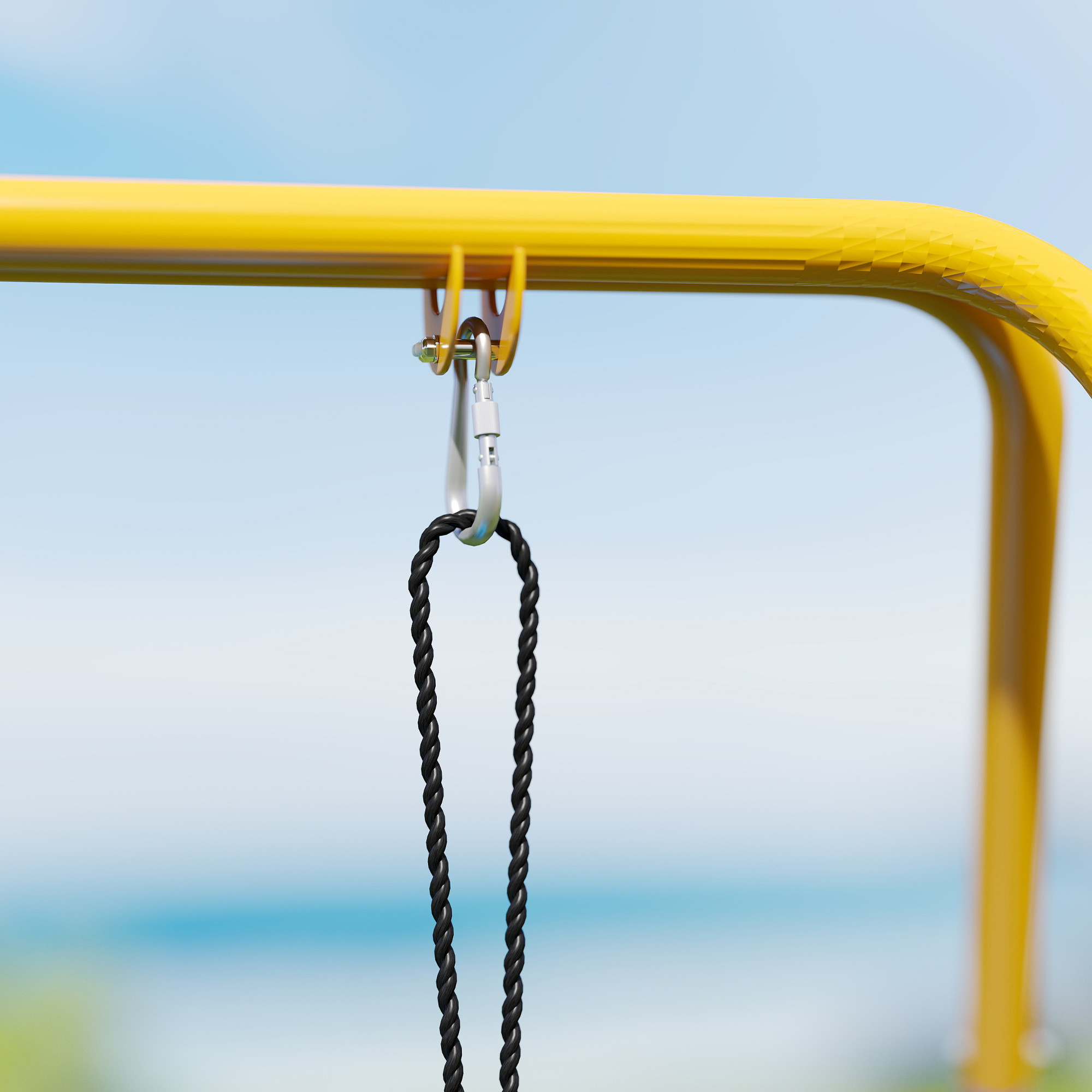 Faltbar Schaukelgestell mit A-Rahmen, 2 Haken, 4 Bodenankern, für 9 Monate bis 8 Jahre Kinder 128x155x157 cm Blau