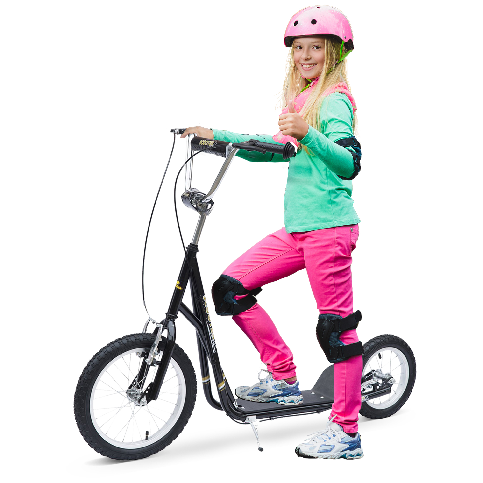 Kinderroller 16/12 Zoll Scooter Tretroller mit Bremsen Cityroller Kickboard Kinder Roller für 5+ Jahre Kinder Schwarz 135 x 58 x 92-100 cm Kinderroller 16/12 Zoll Scooter Tretroller mit Bremsen Cityroller Kickboard Kinder Roller für 5+ Jahre Kinder Schwarz 135 x 58 x 92-100 cm
