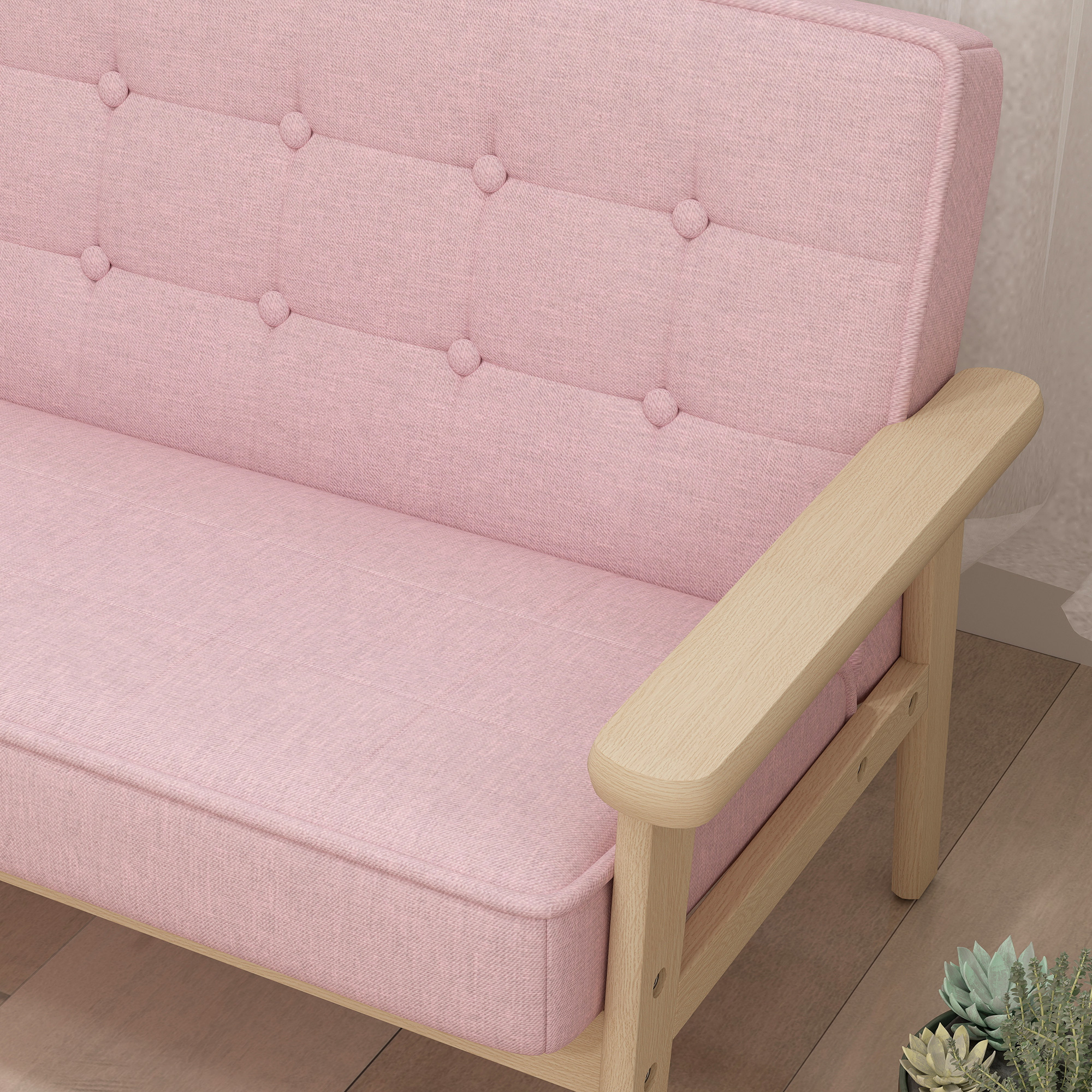 Kindersessel, Kindersofa mit Holzrahmen, Samtoptik, gepolstert, für Kinder von 3-15 Jahren Rosa